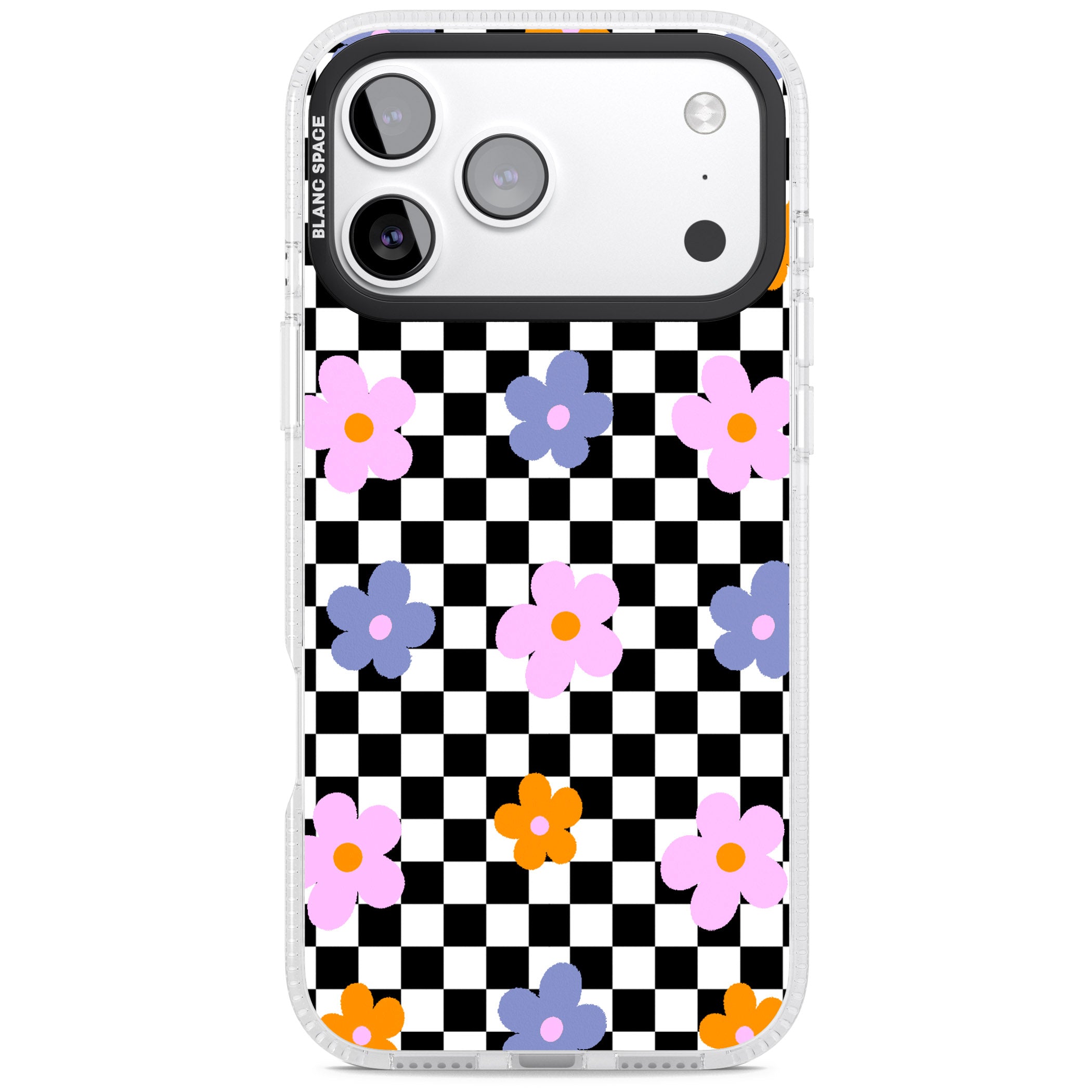 Checkered Blossom iPhone 17 Pro Impact Air Clear Phone Case