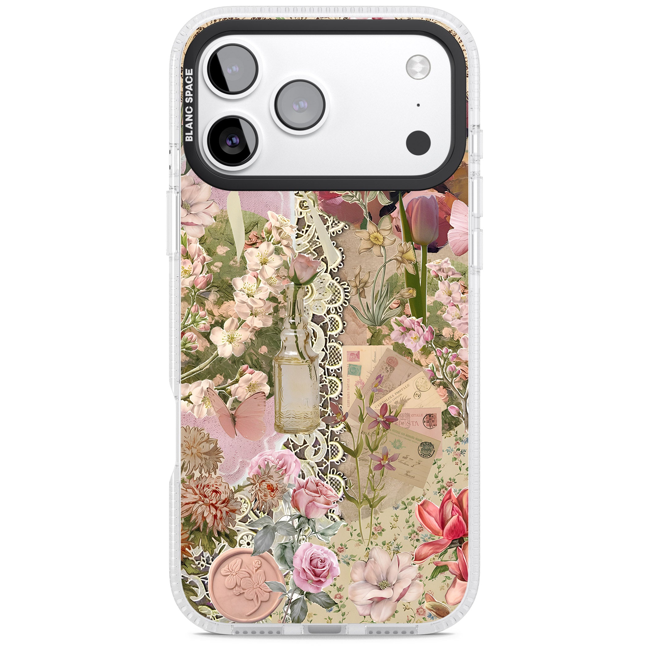 Soft Pink Flower Collage iPhone 17 Pro Impact Air Clear Phone Case