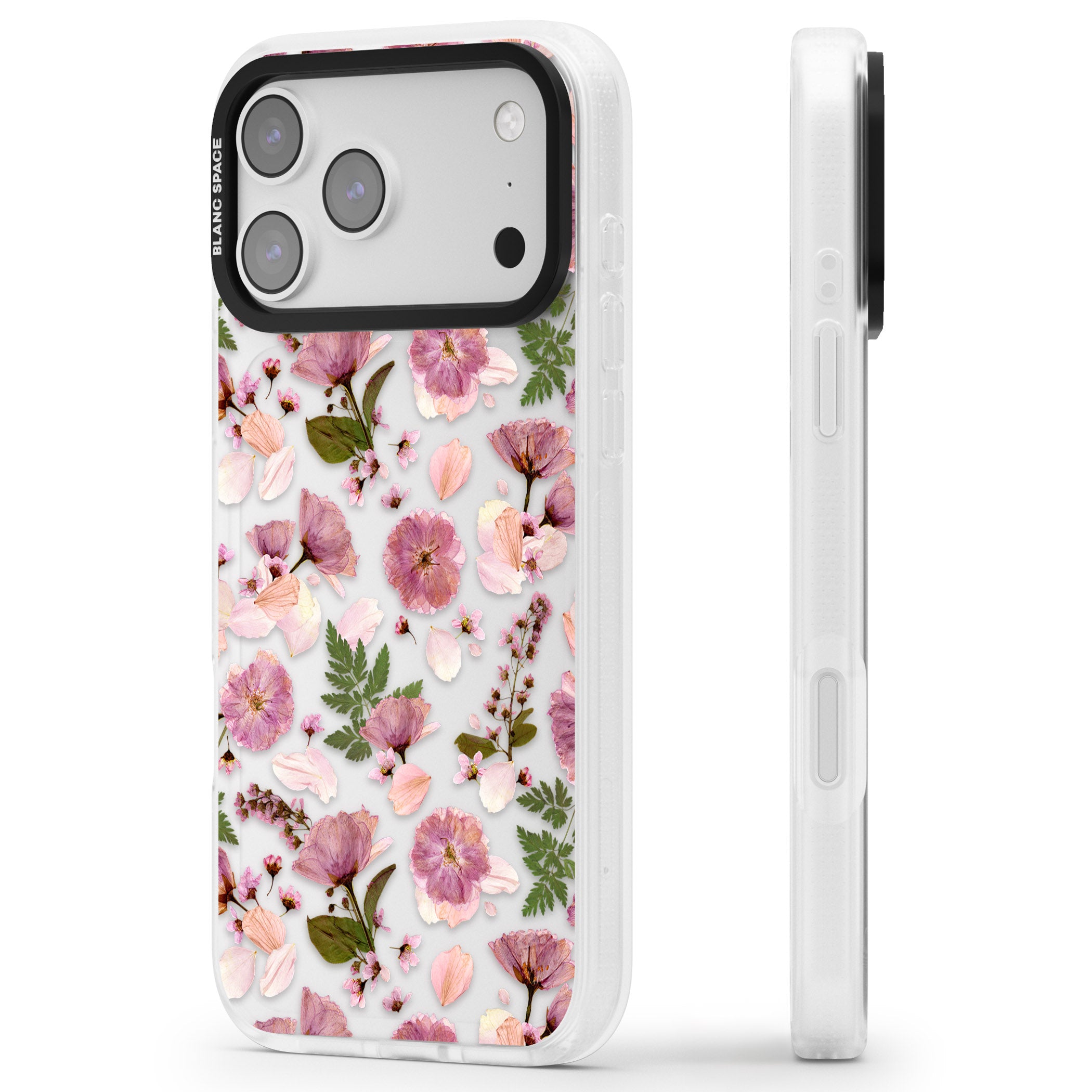 Floral Fantasy Menagerie iPhone 17 Pro Impact Air Clear Phone Case Side Profile
