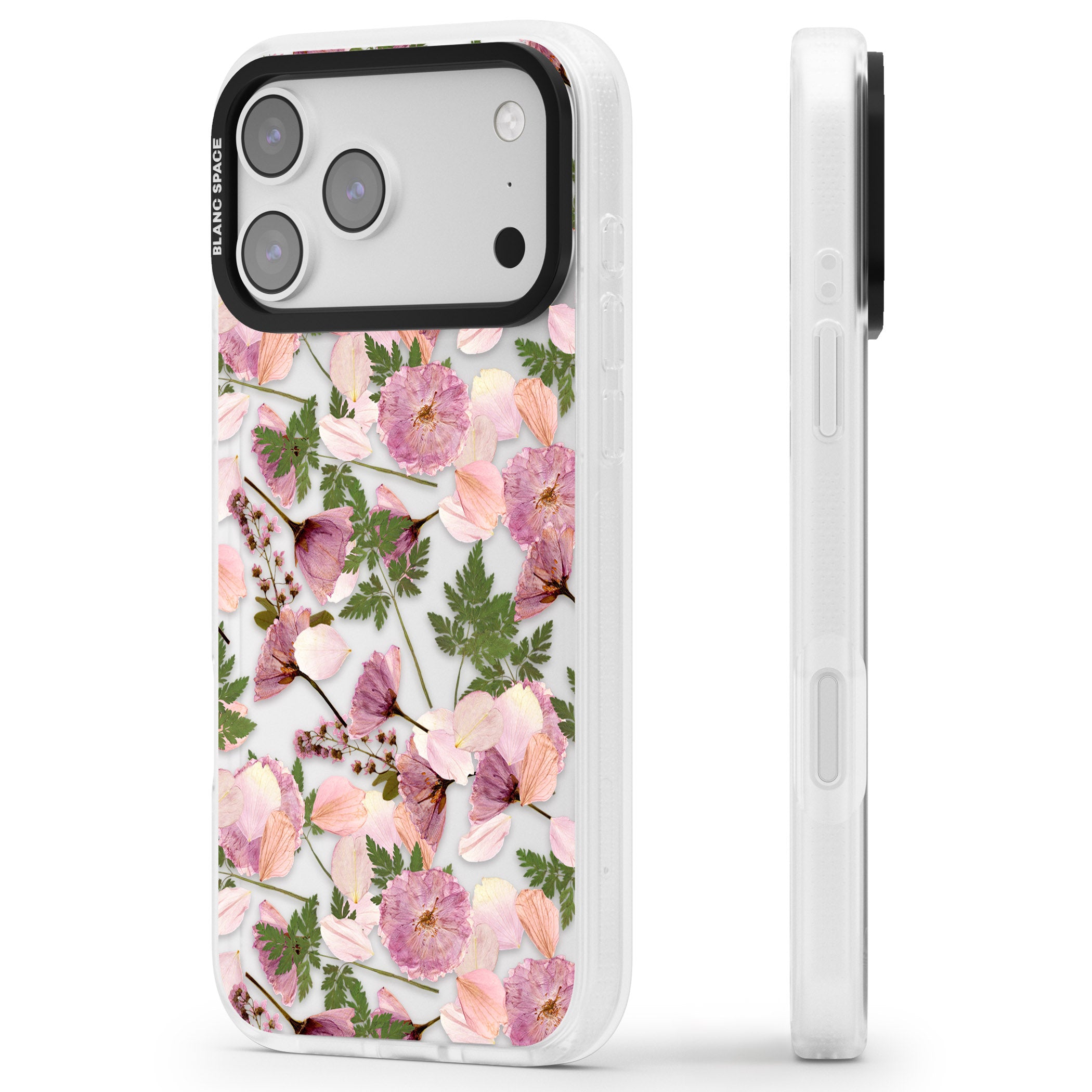 Pink Floral Appreciation iPhone 17 Pro Impact Air Clear Phone Case Side Profile