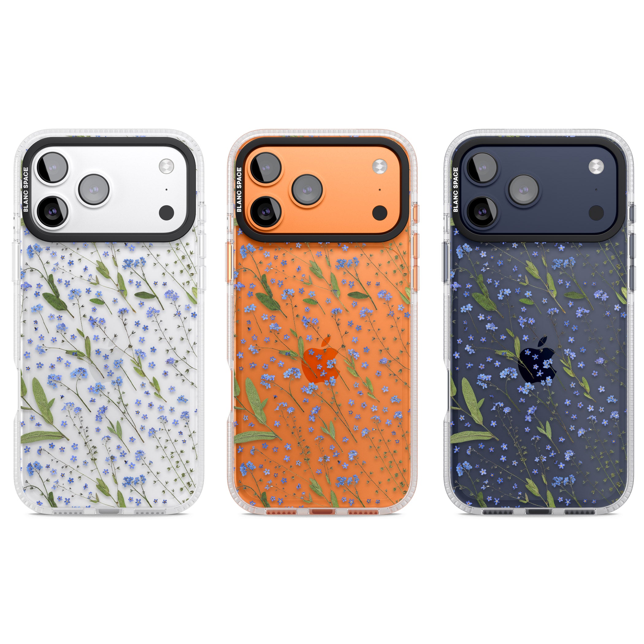 Blue Meadow Floral iPhone 17 Pro Impact Air Clear Phone Case APT Impact Protection
