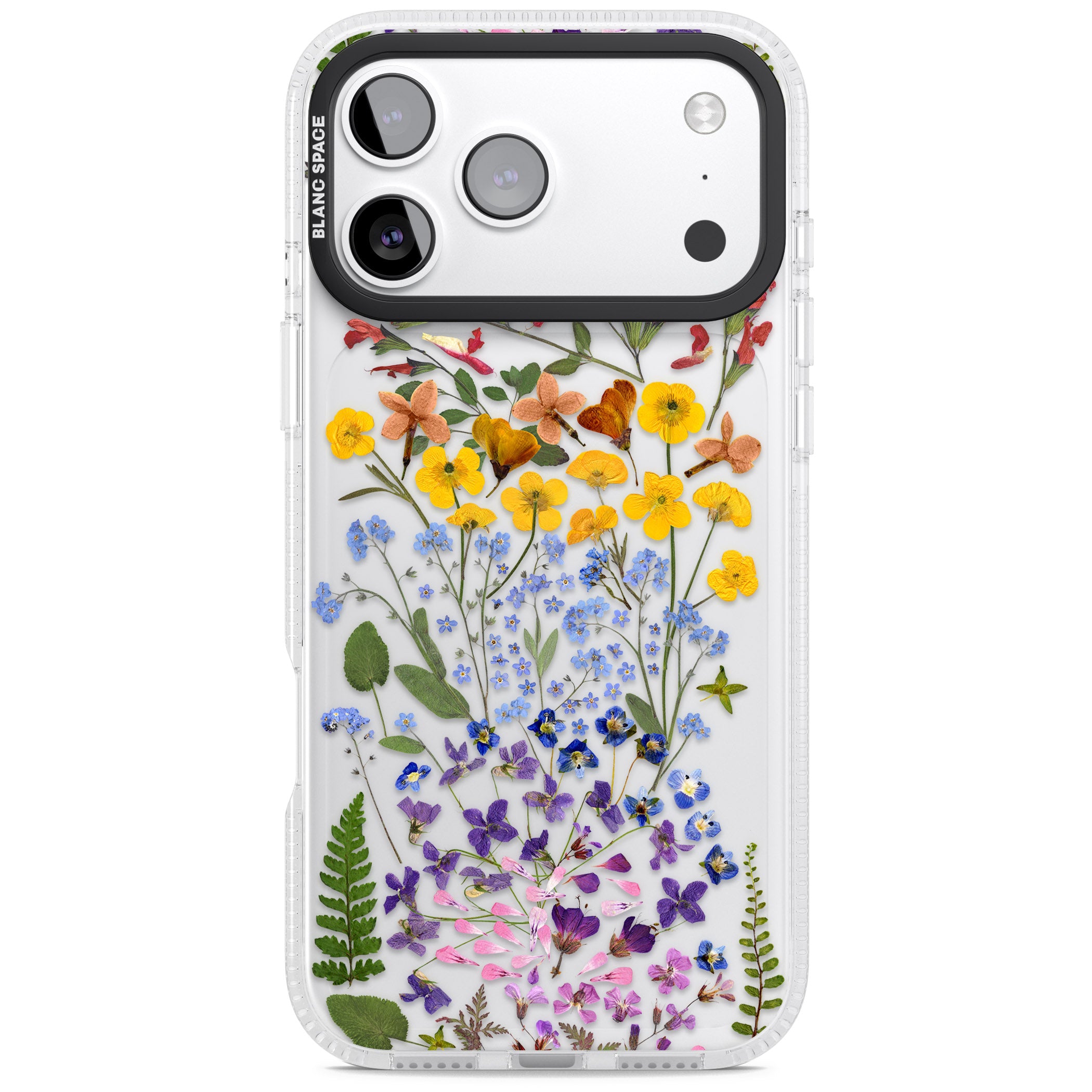 Pressed Wildflower Stripe iPhone 17 Pro Impact Air Clear Phone Case