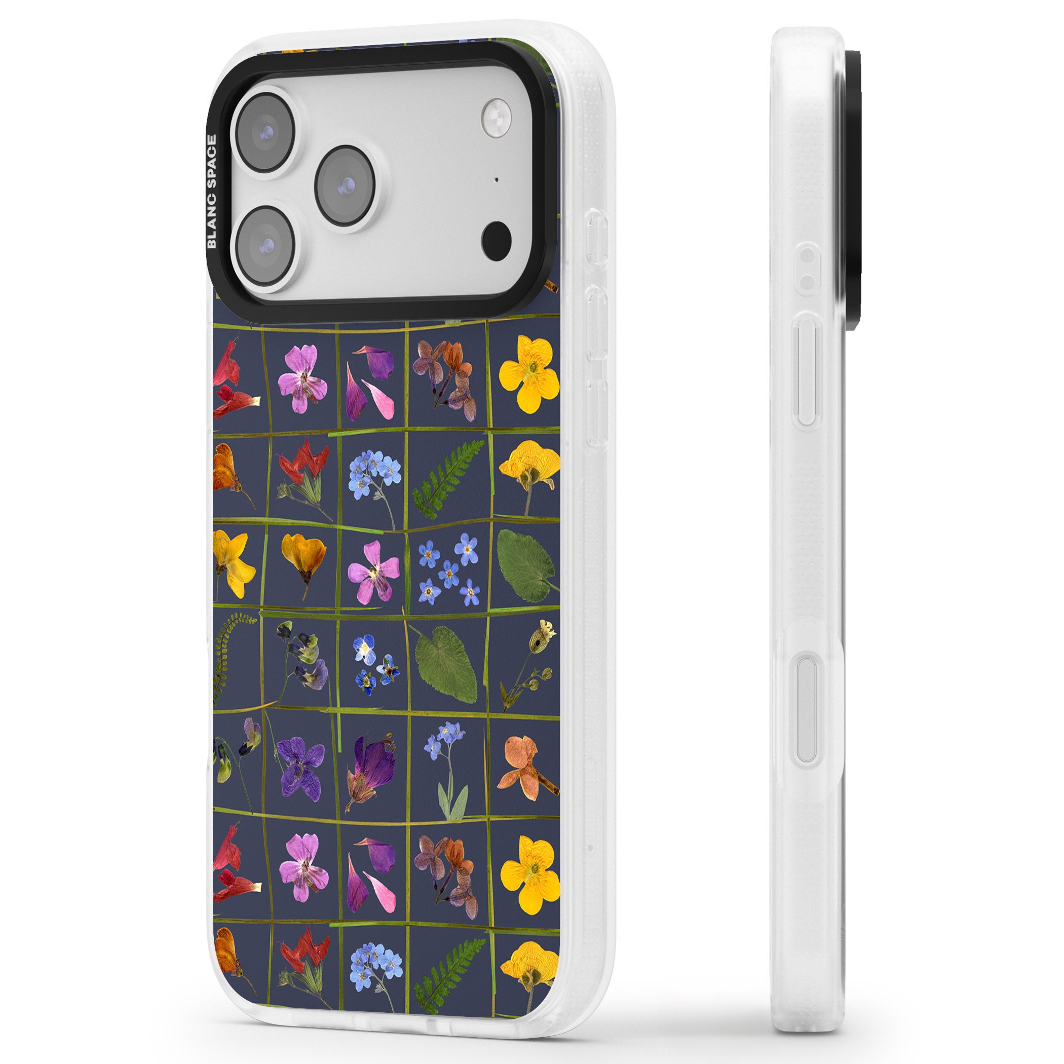 Wildflower Grid iPhone 17 Pro Impact Air Clear Phone Case Side Profile
