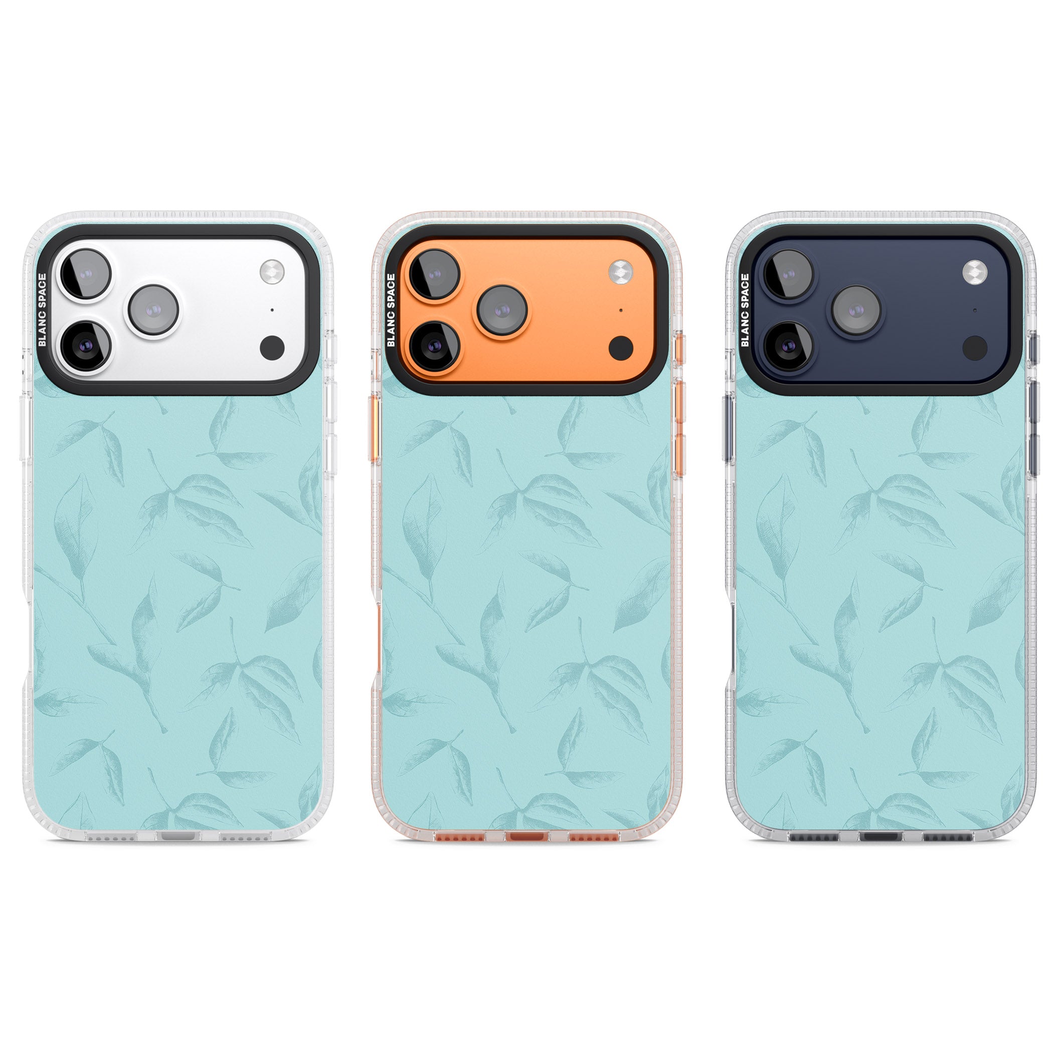 Blue Leaf Botanical iPhone 17 Pro Impact Air Clear Phone Case APT Impact Protection