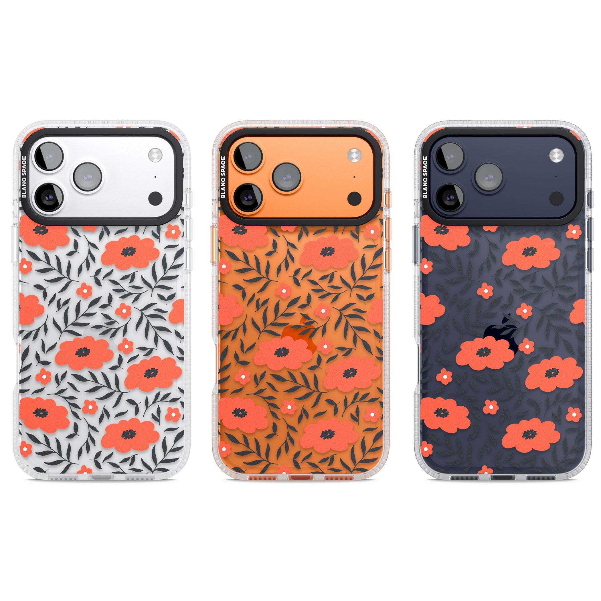 Red Poppy Floral iPhone 17 Pro Impact Air Clear Phone Case APT Impact Protection