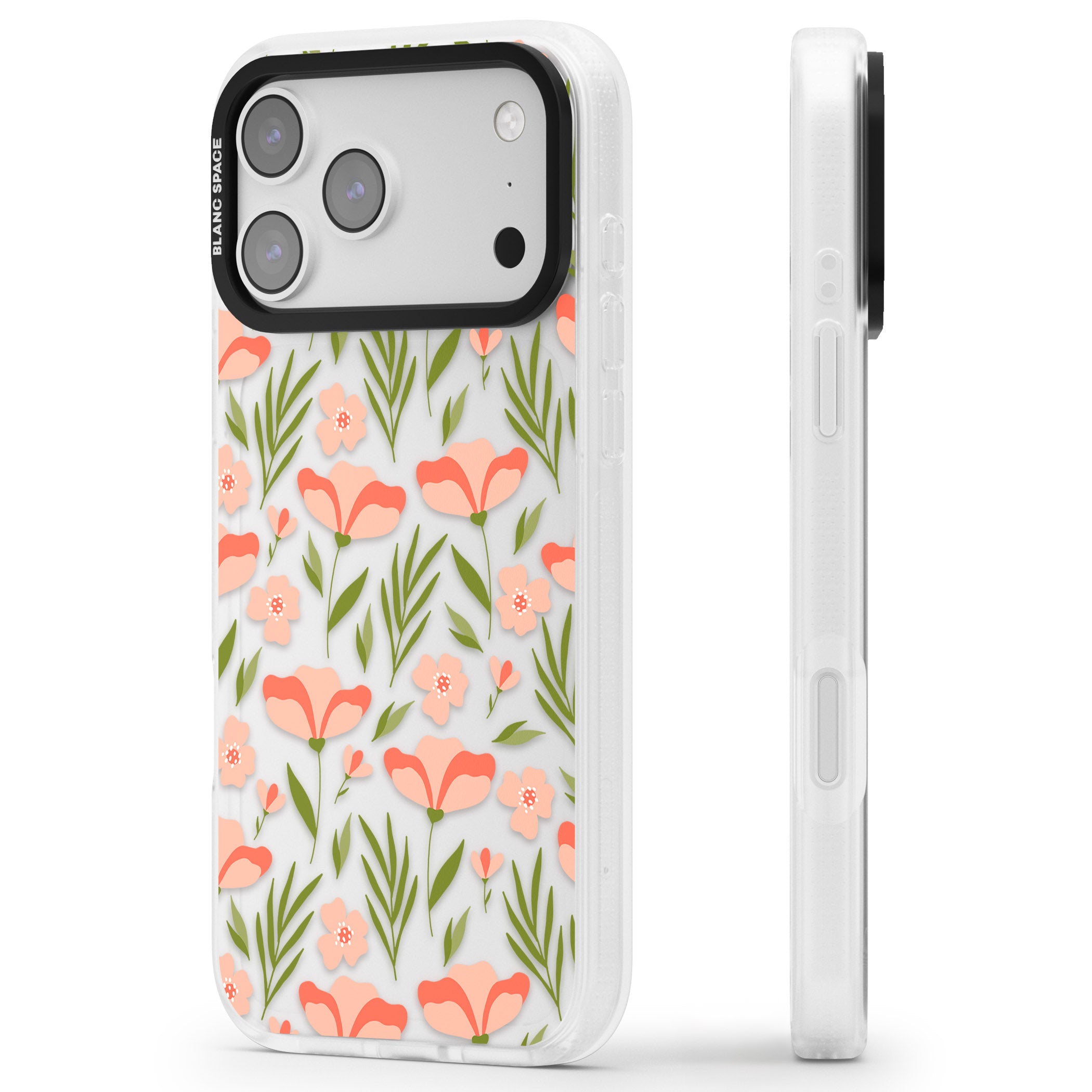 Blossom Bloom iPhone 17 Pro Impact Air Clear Phone Case Side Profile