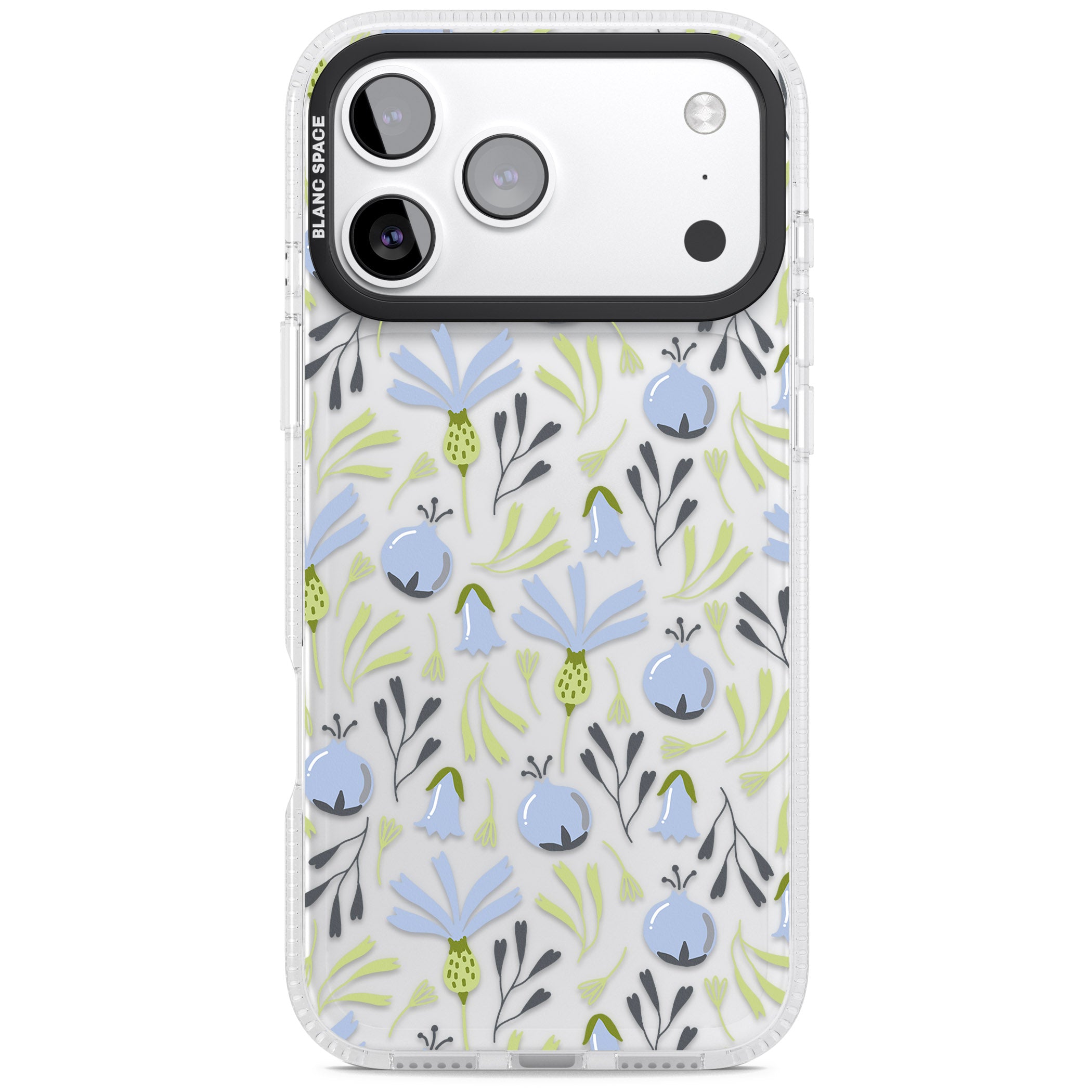 Blue Flora Bloom iPhone 17 Pro Impact Air Clear Phone Case