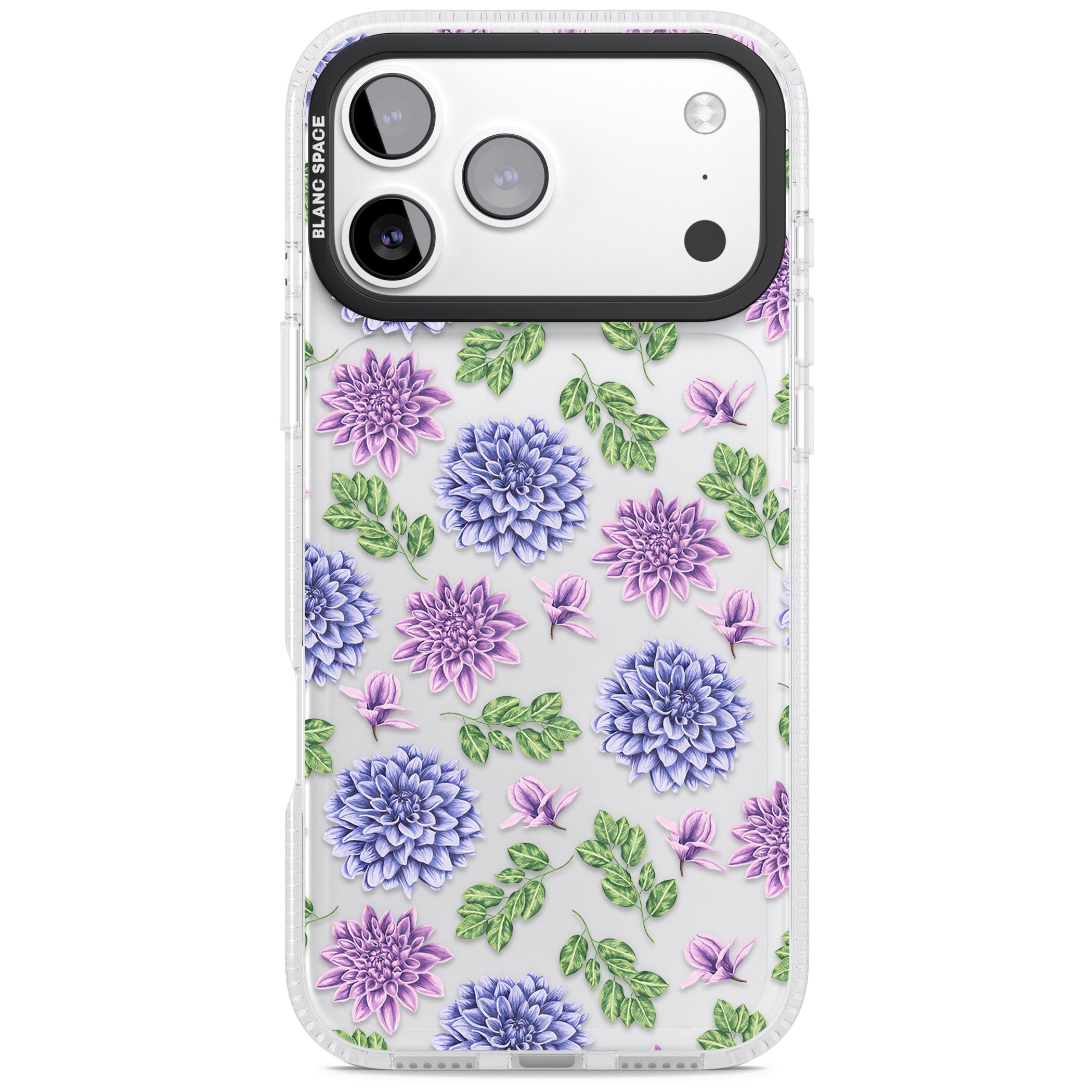 Purple Dahlias Floral iPhone 17 Pro Impact Air Clear Phone Case