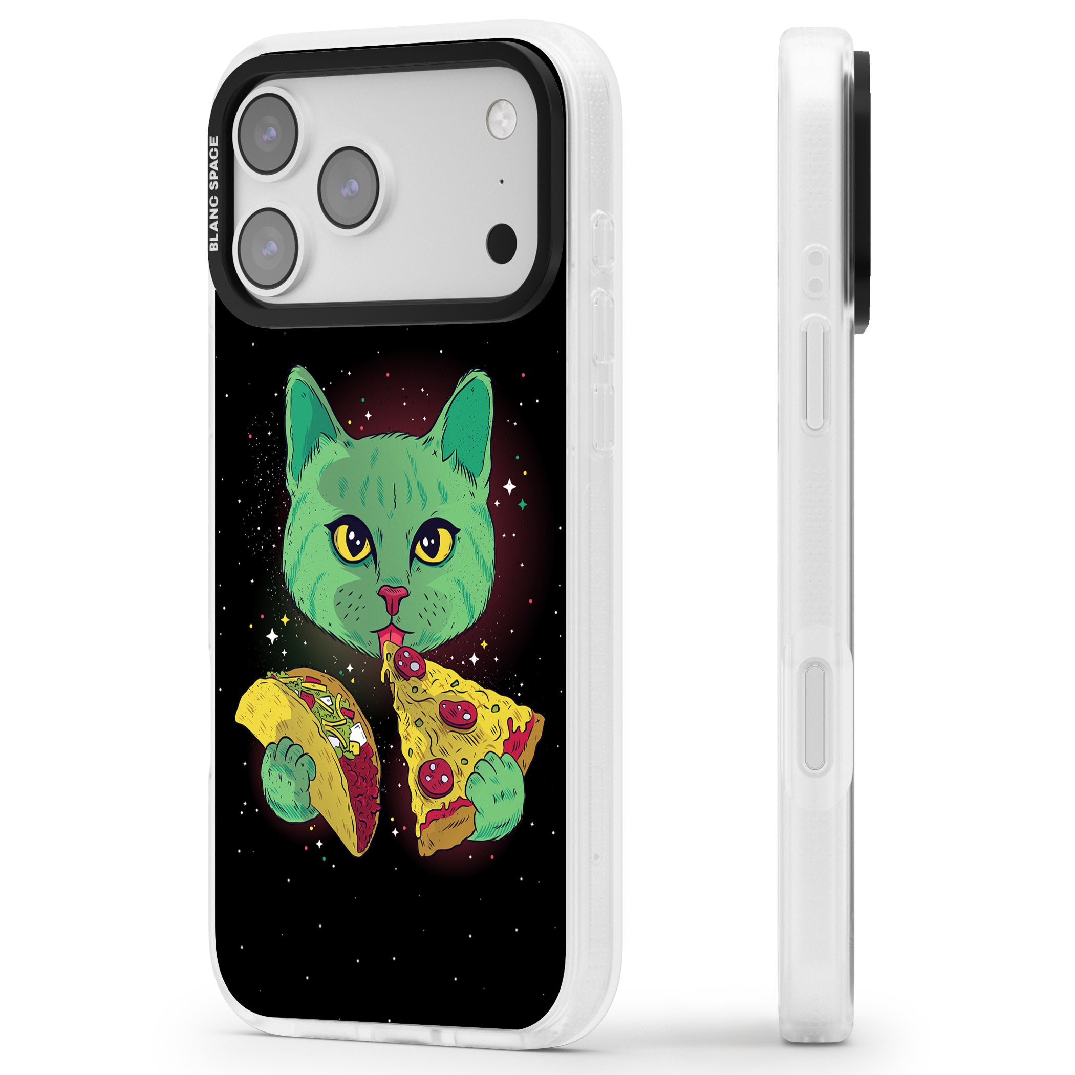Pizza Purr iPhone 17 Pro Impact Air Clear Phone Case Side Profile