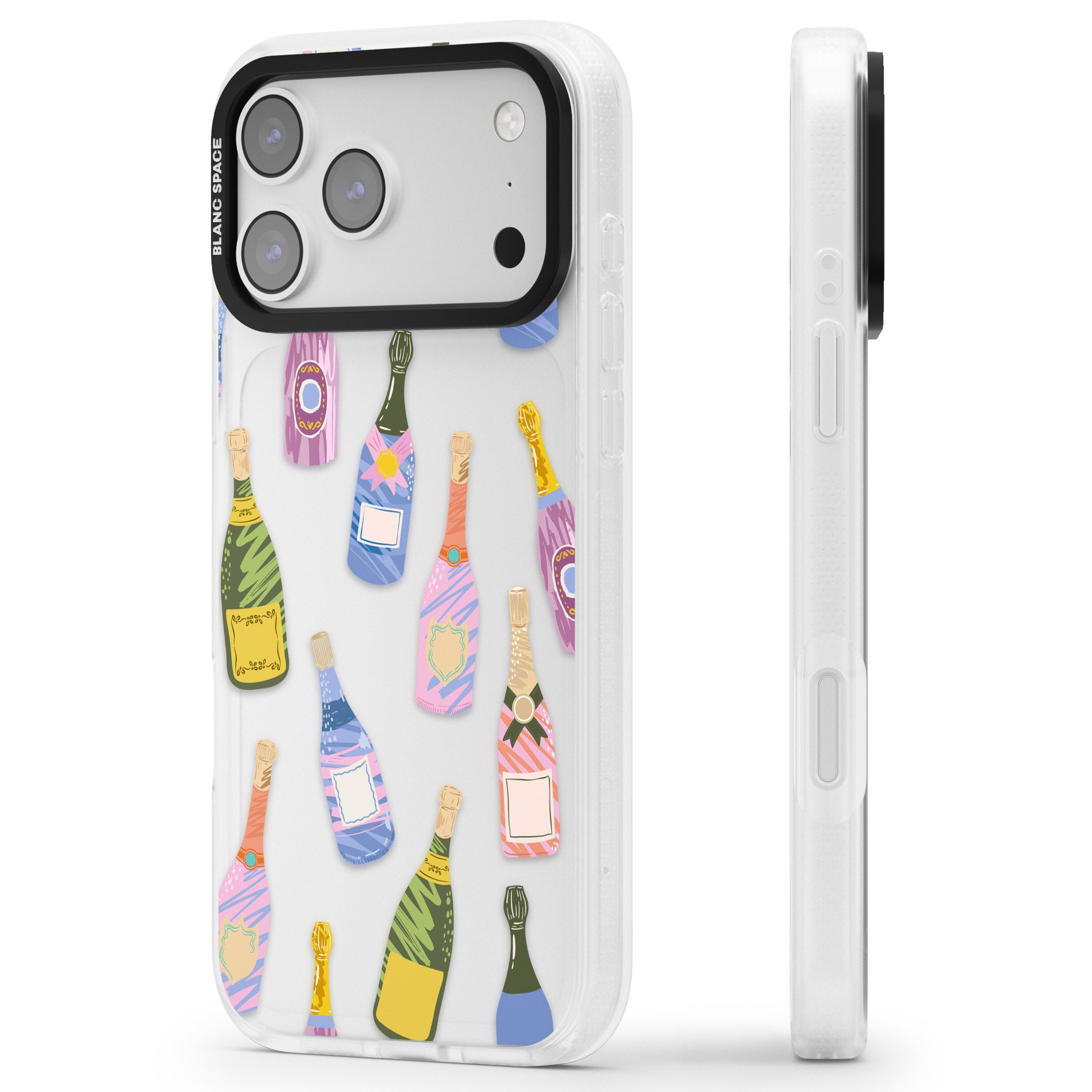 Champagne Pattern iPhone 17 Pro Impact Air Clear Phone Case Side Profile