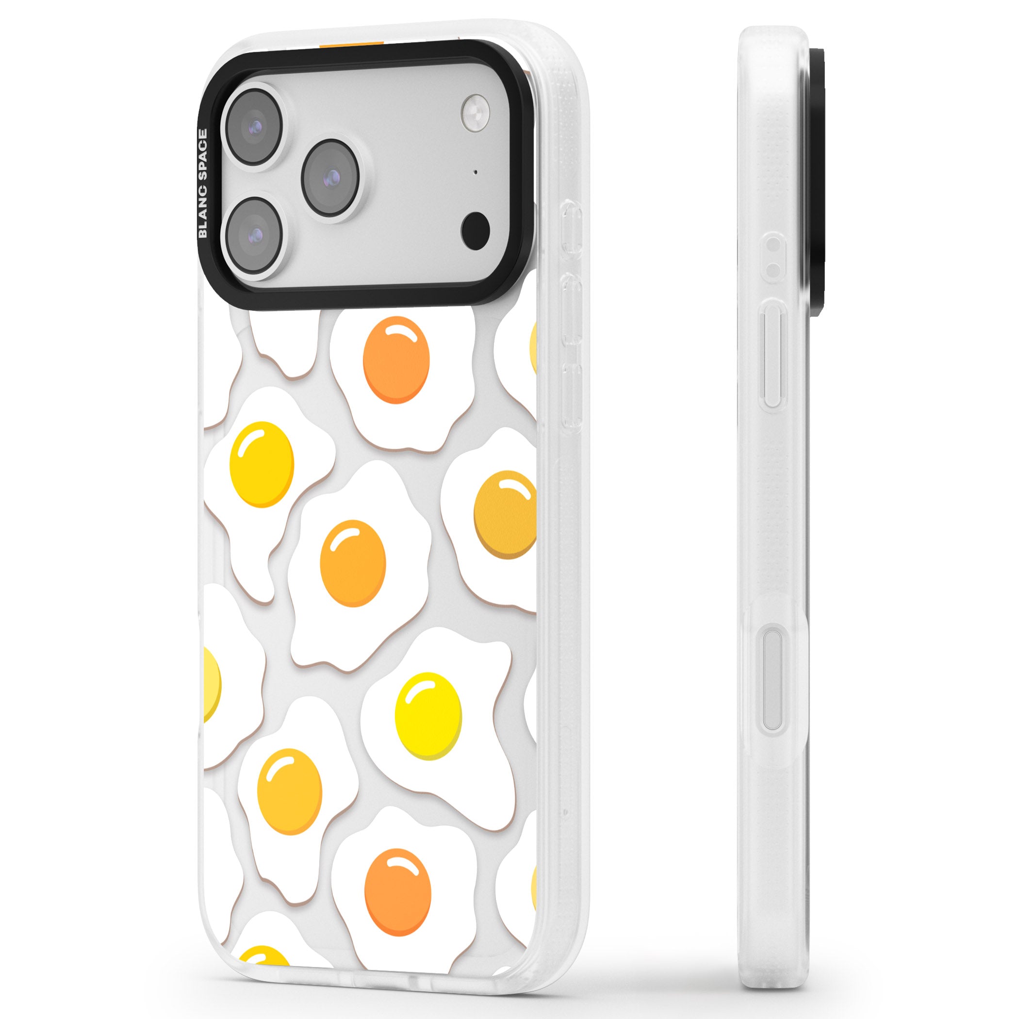 Fried Egg Pattern iPhone 17 Pro Impact Air Clear Phone Case Side Profile