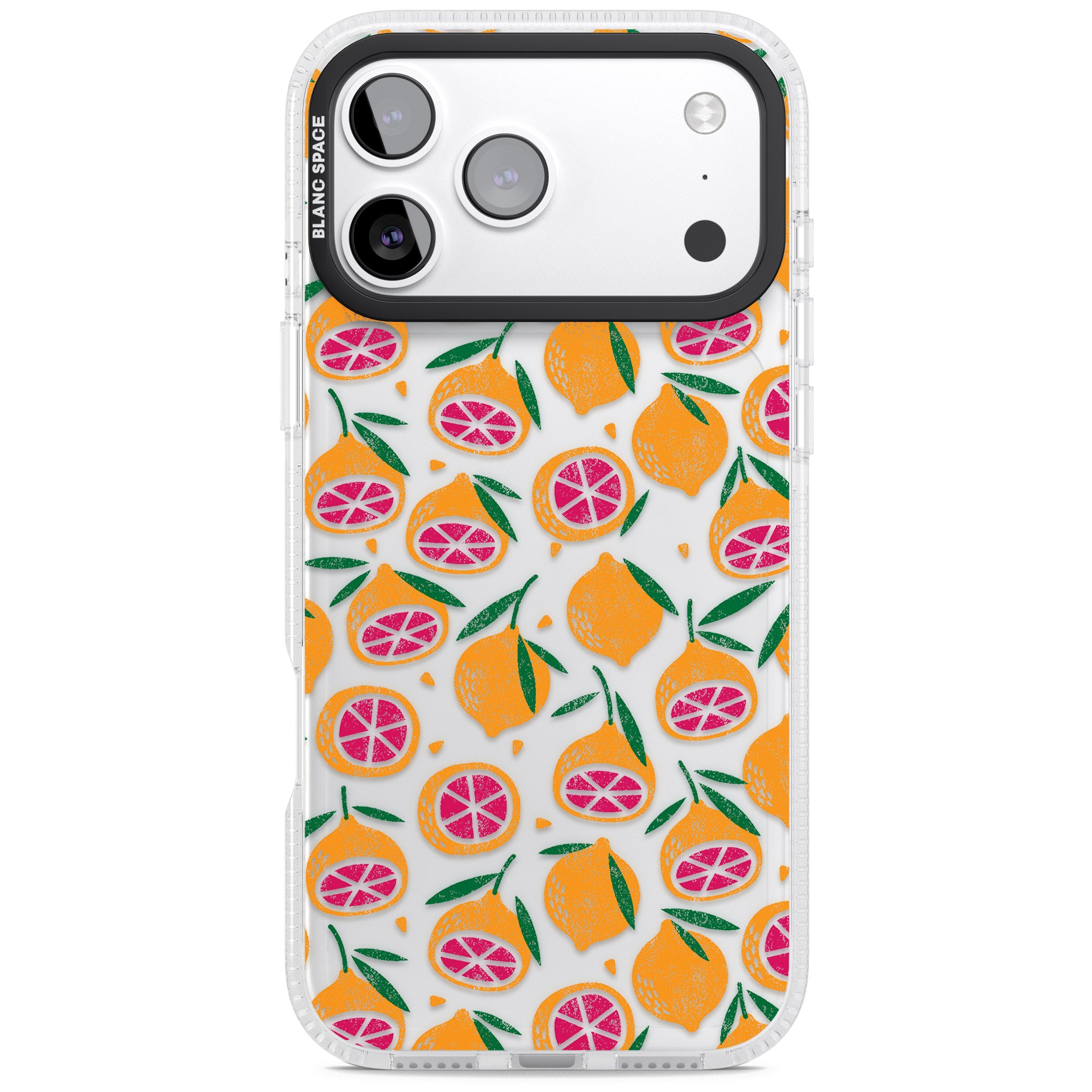 Blood Orange Fruit Pattern Transparent iPhone 17 Pro Impact Air Clear Phone Case