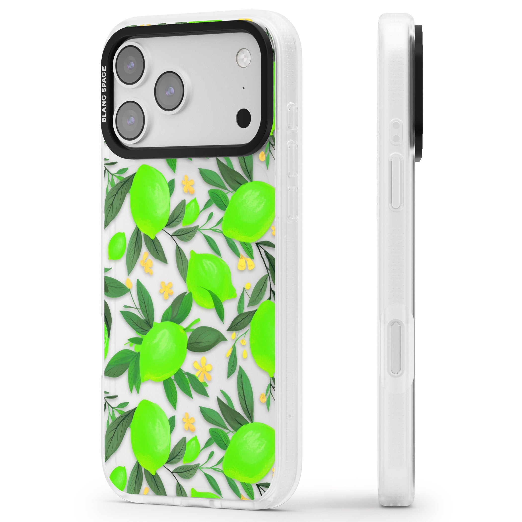 Lime Pattern iPhone 17 Pro Impact Air Clear Phone Case Side Profile