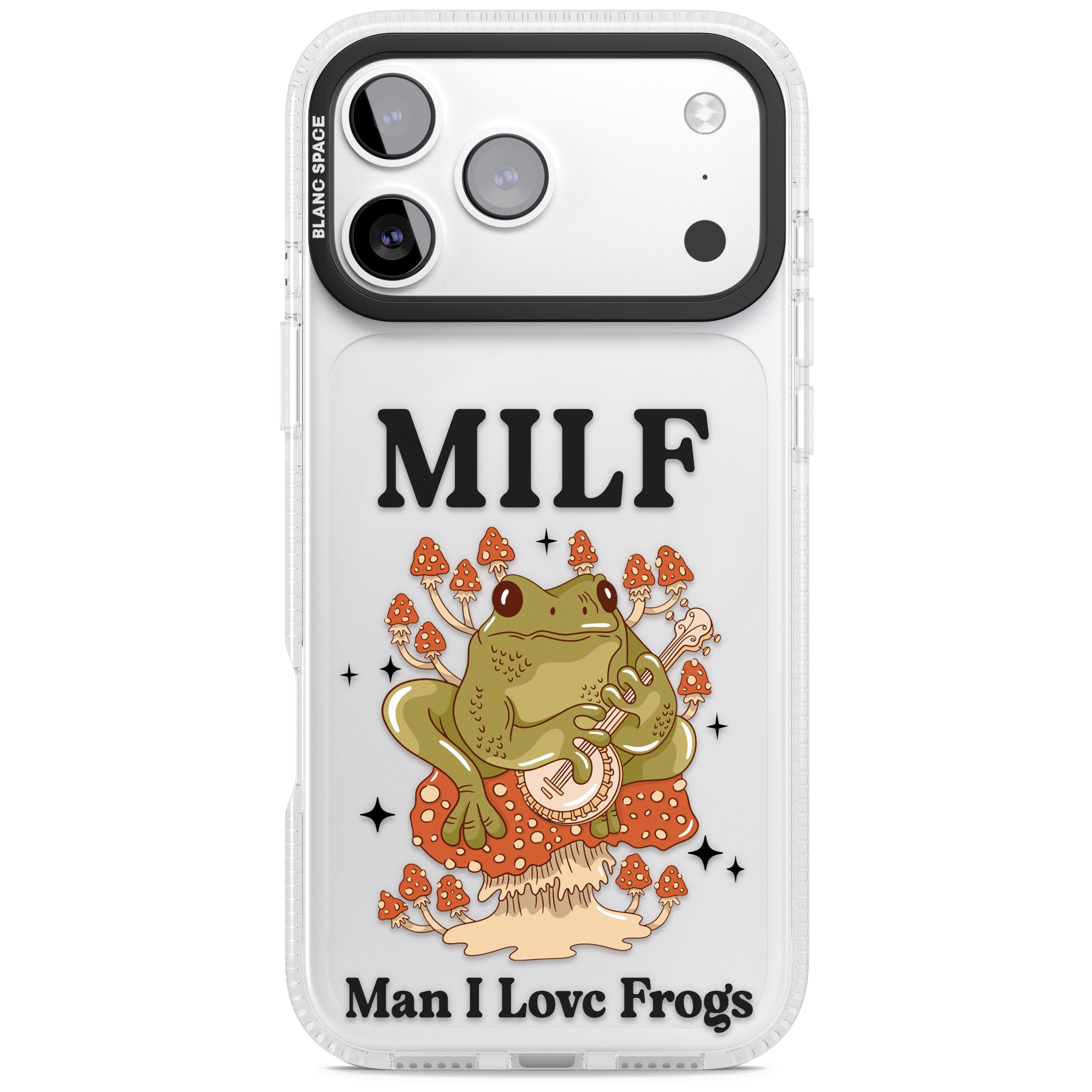 Man I Love Frogs iPhone 17 Pro Impact Air Clear Phone Case