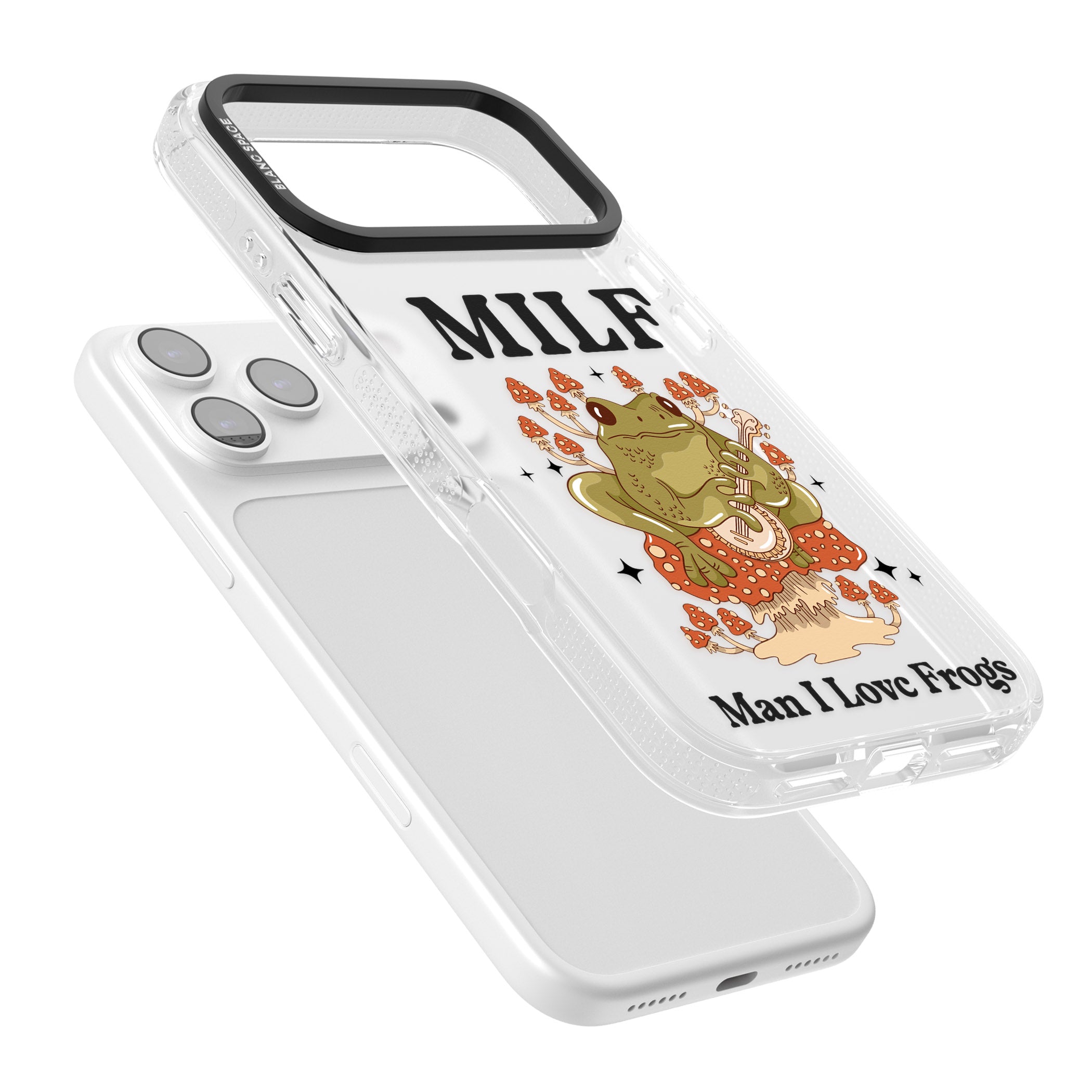 Man I Love Frogs iPhone 17 Pro Impact Air Clear Phone Case Colours