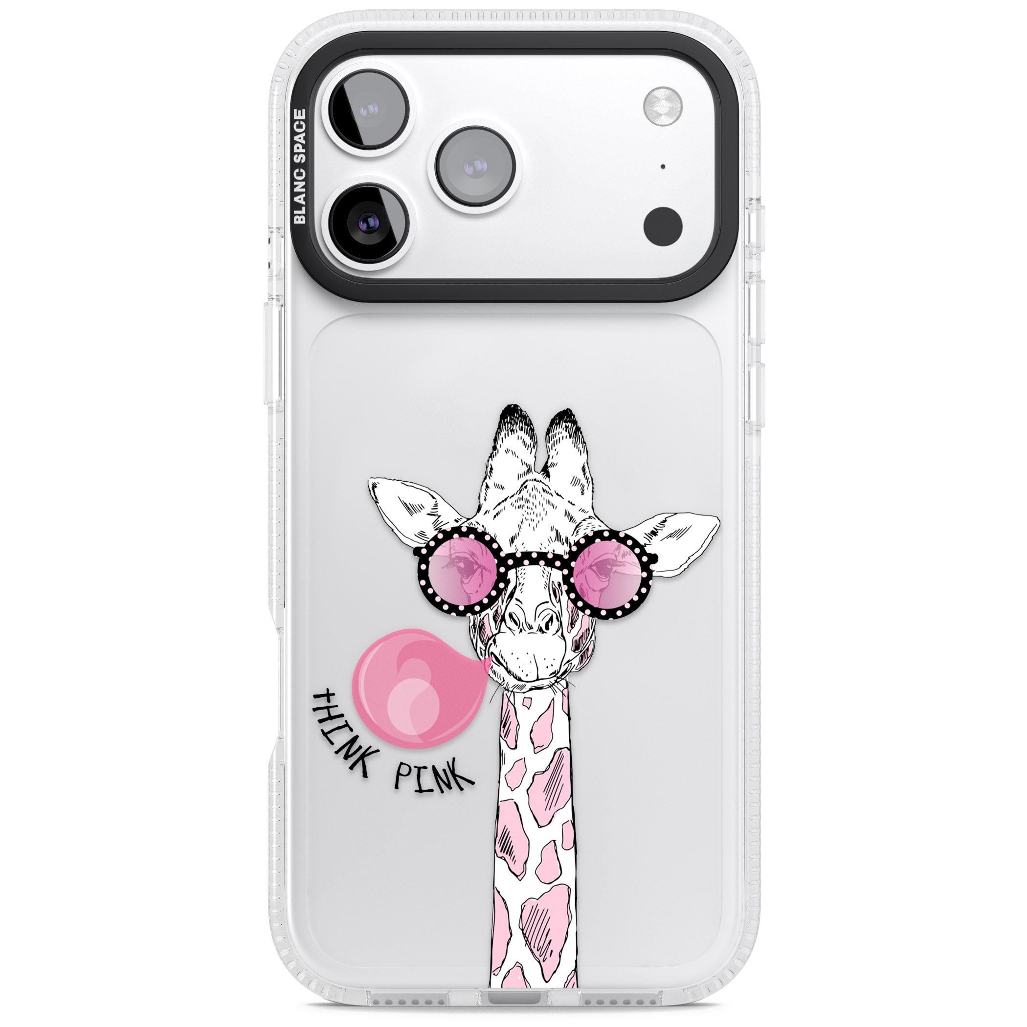 Think Pink Giraffe iPhone 17 Pro Impact Air Clear Phone Case