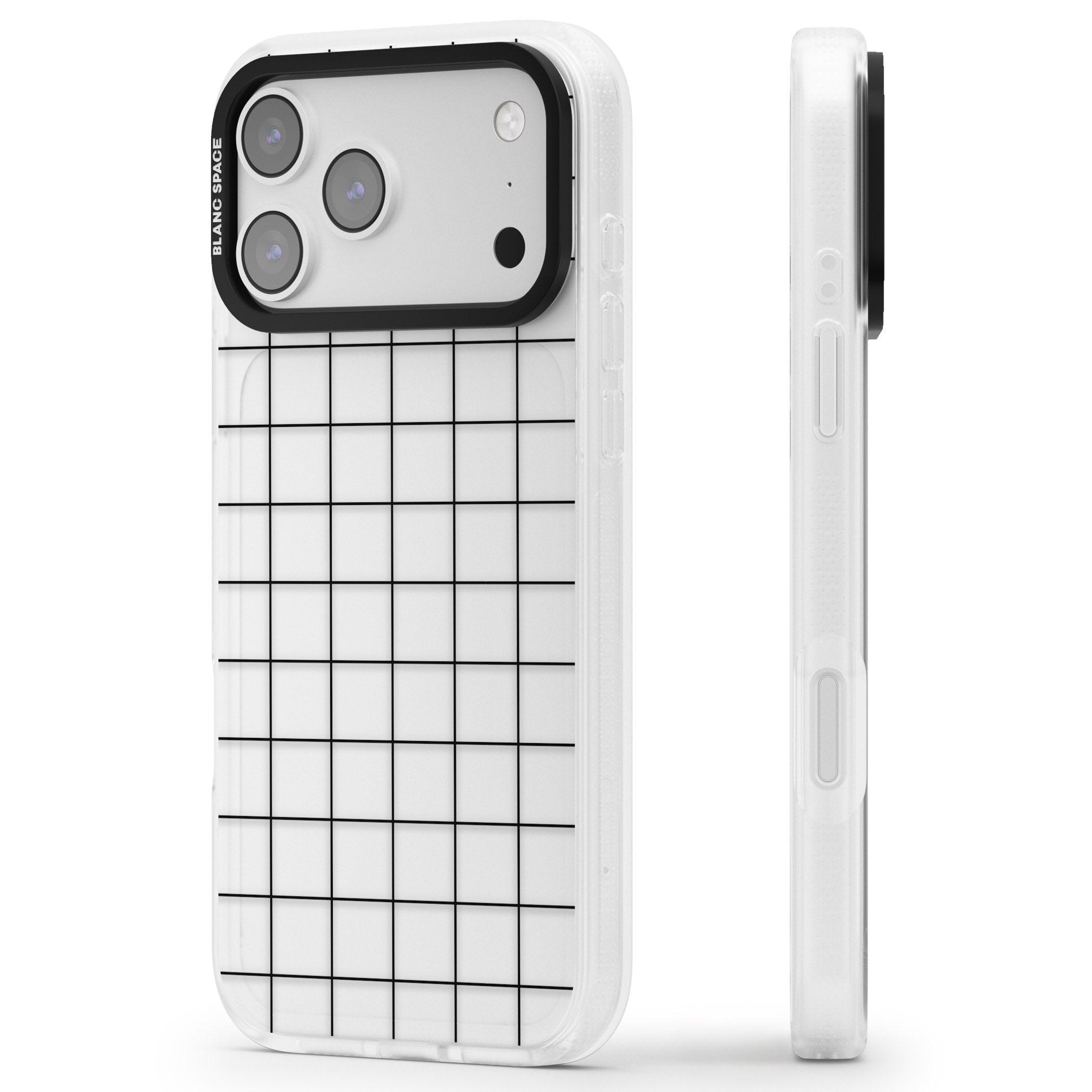 Simplistic Large Grid iPhone 17 Pro Impact Air Clear Phone Case Side Profile