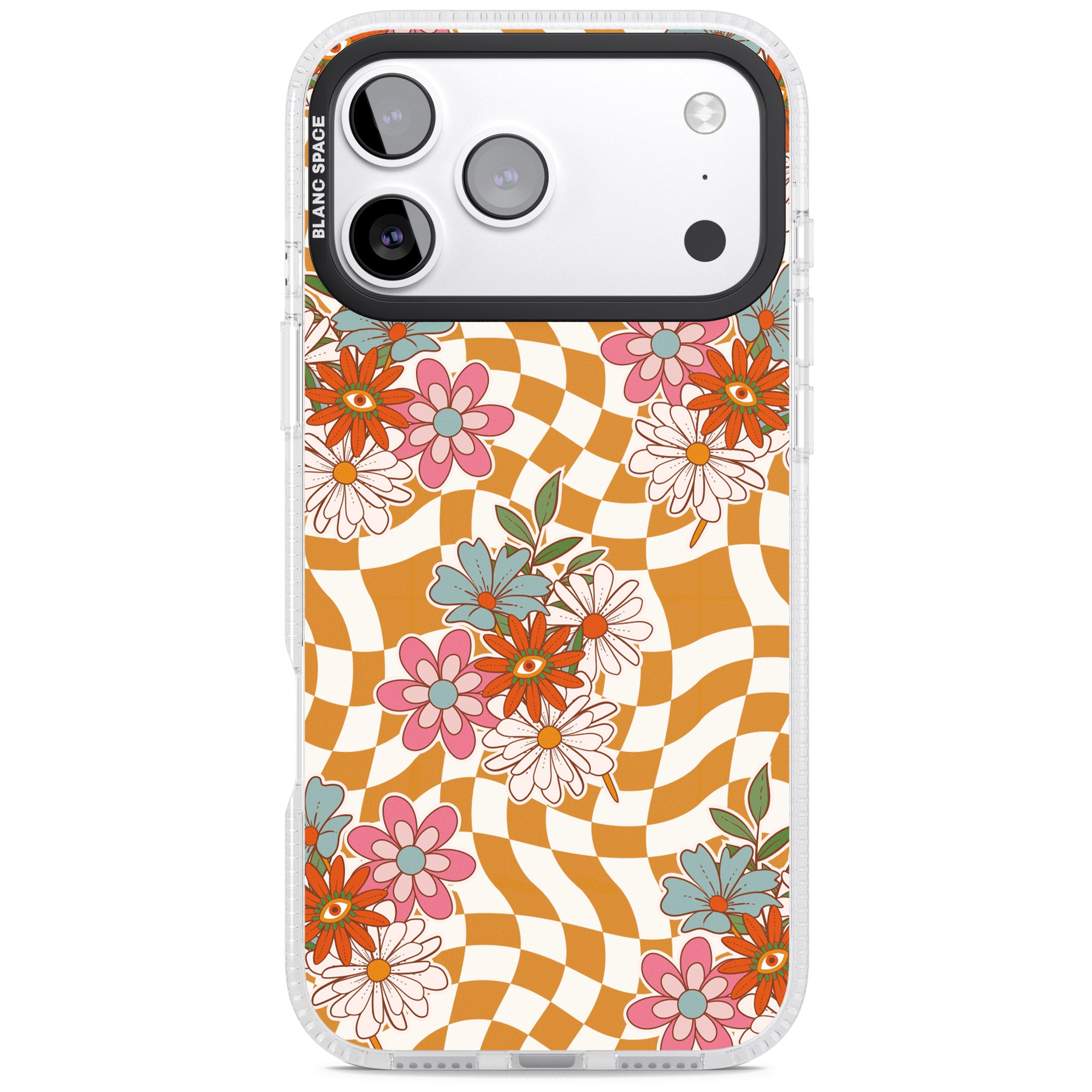 Wavy Checked Bloom iPhone 17 Pro Impact Air Clear Phone Case