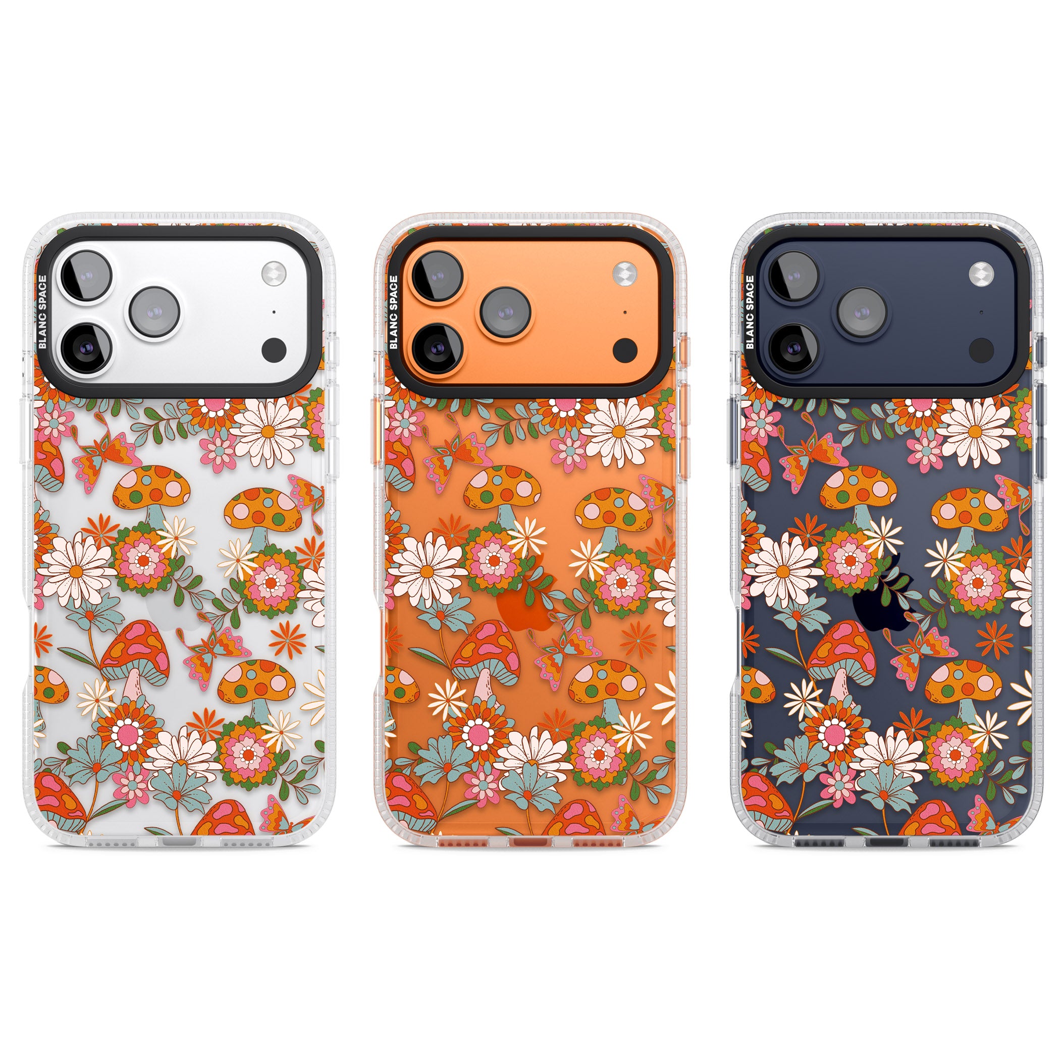 Groovy Shrooms & Flowers iPhone 17 Pro Impact Air Clear Phone Case APT Impact Protection