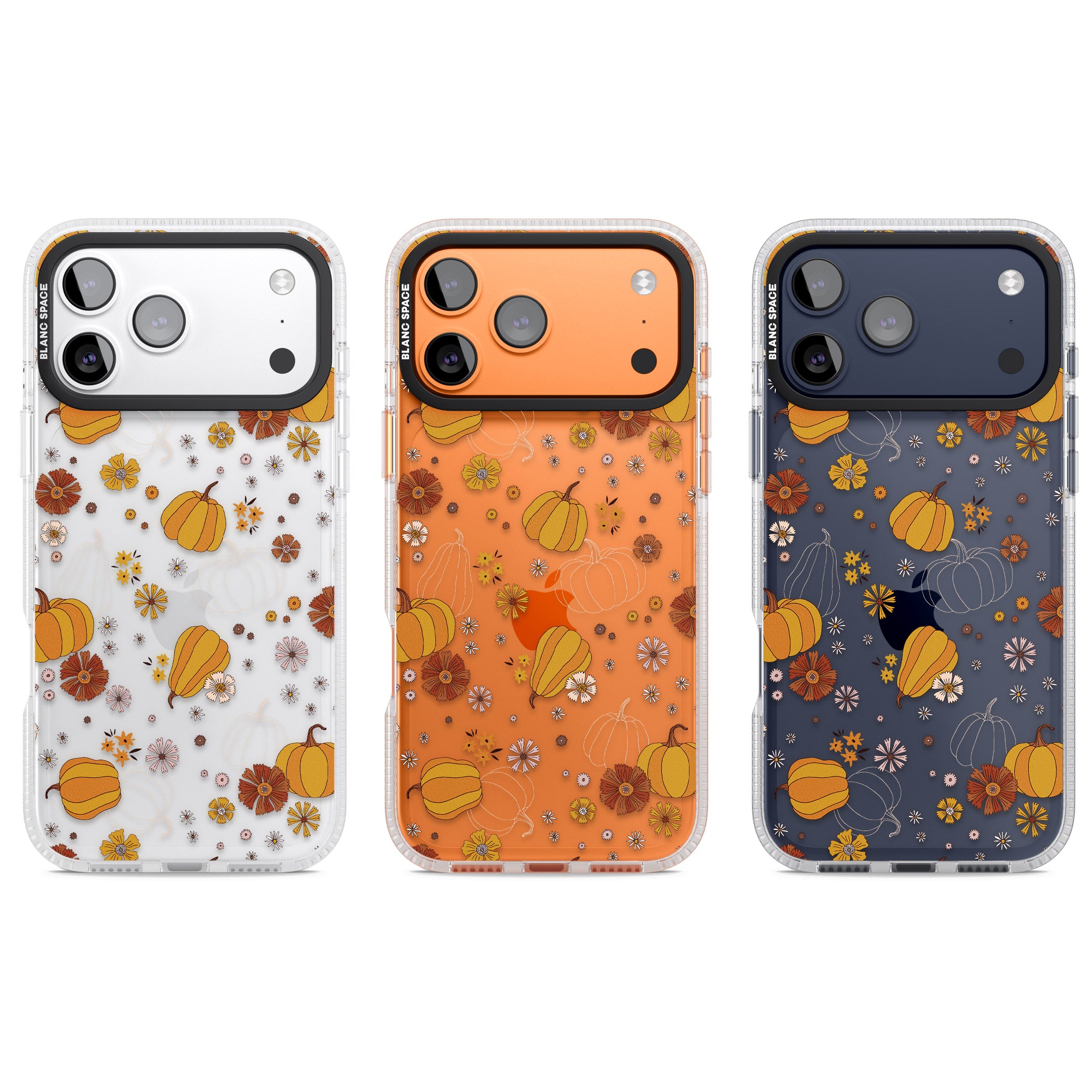 Halloween Pumpkins And Flowers iPhone 17 Pro Impact Air Clear Phone Case APT Impact Protection