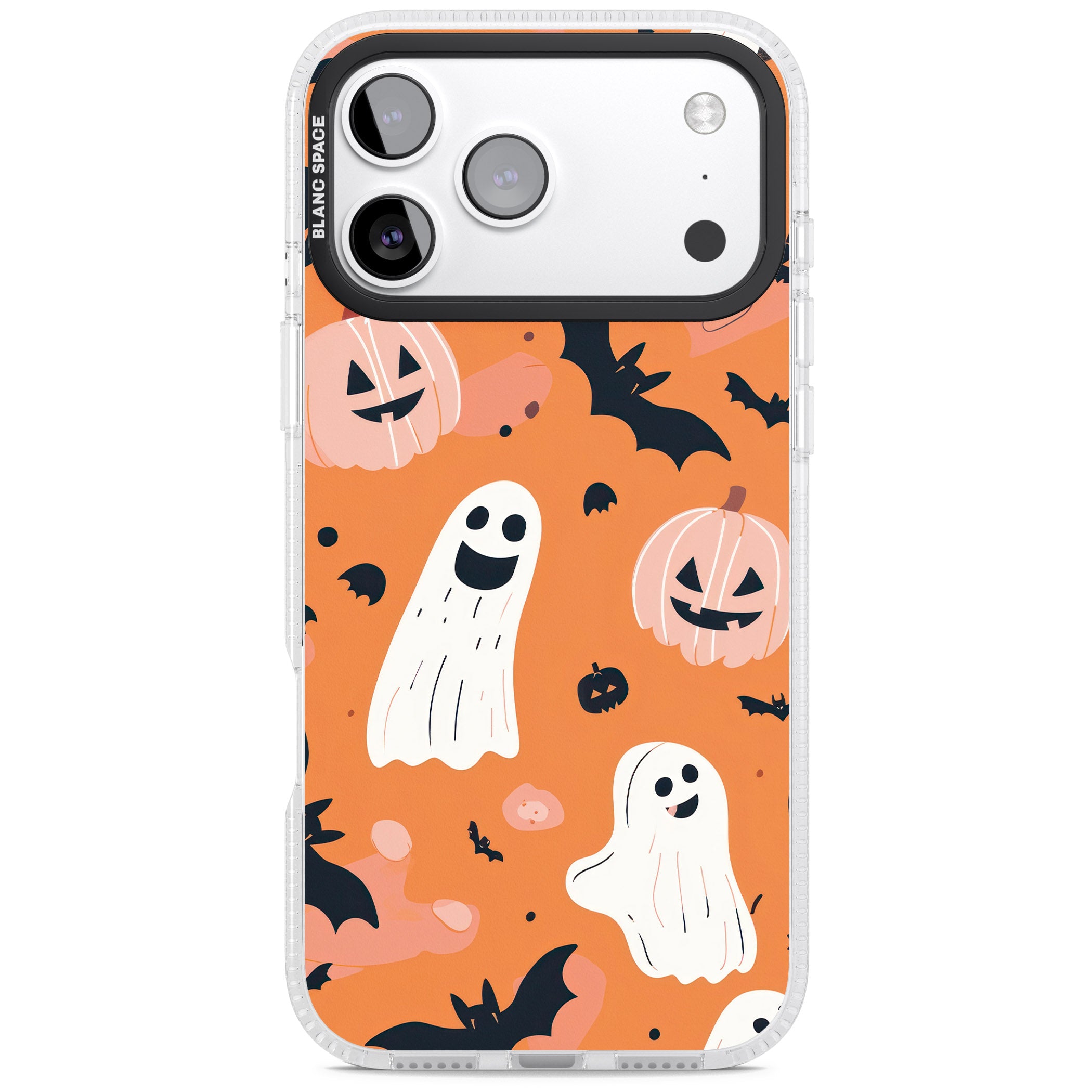 Orange Halloween Pattern iPhone 17 Pro Impact Air Clear Phone Case