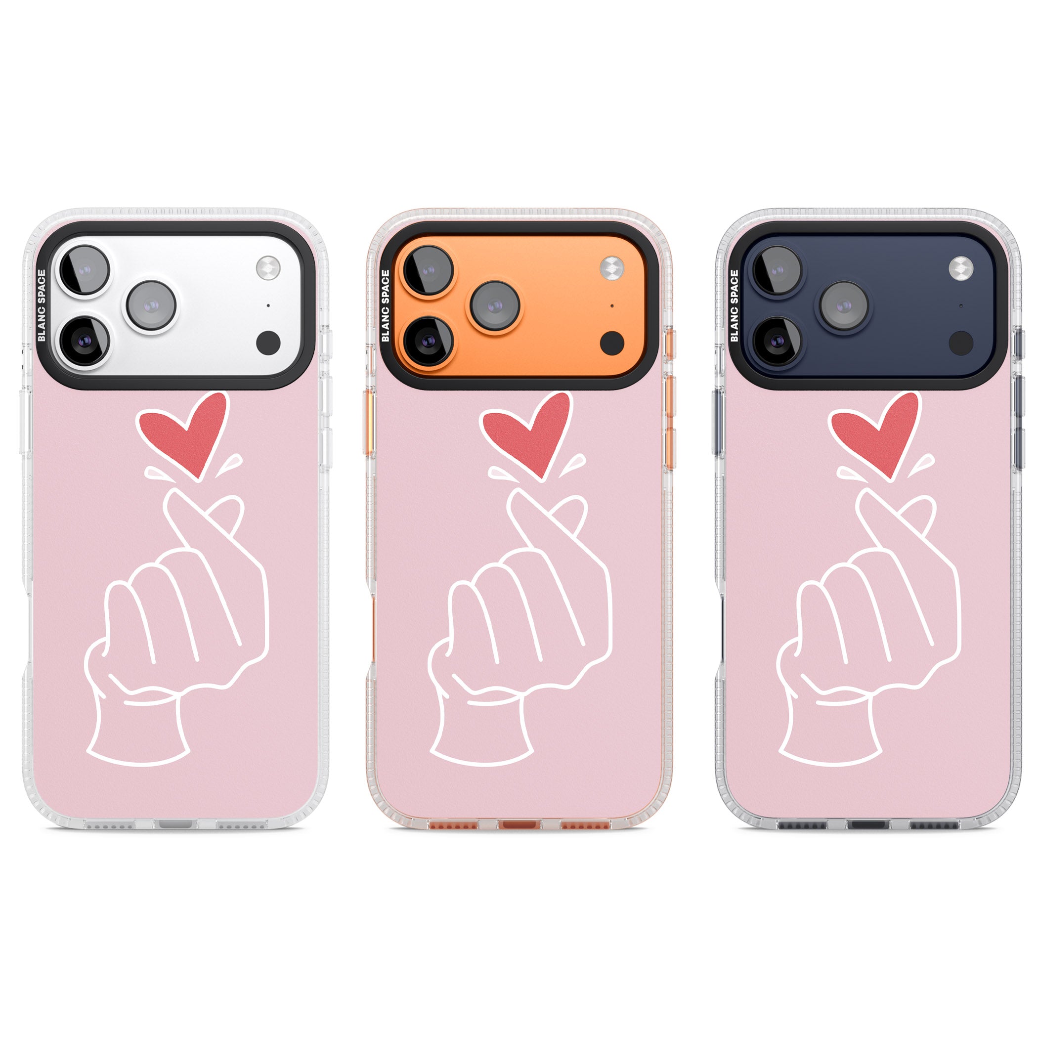 Pink Heart Hand iPhone 17 Pro Impact Air Clear Phone Case APT Impact Protection