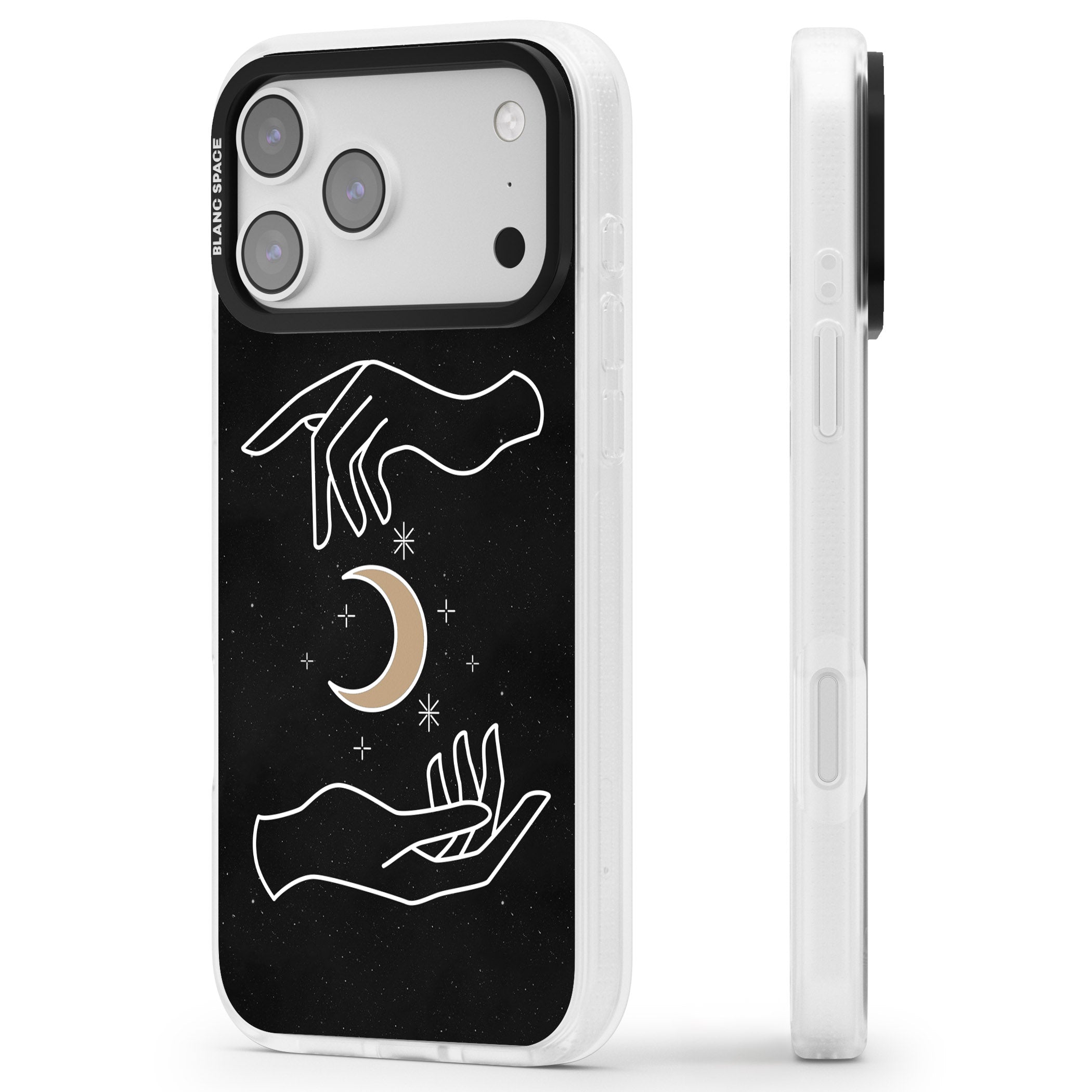 Cosmic Hands iPhone 17 Pro Impact Air Clear Phone Case Side Profile