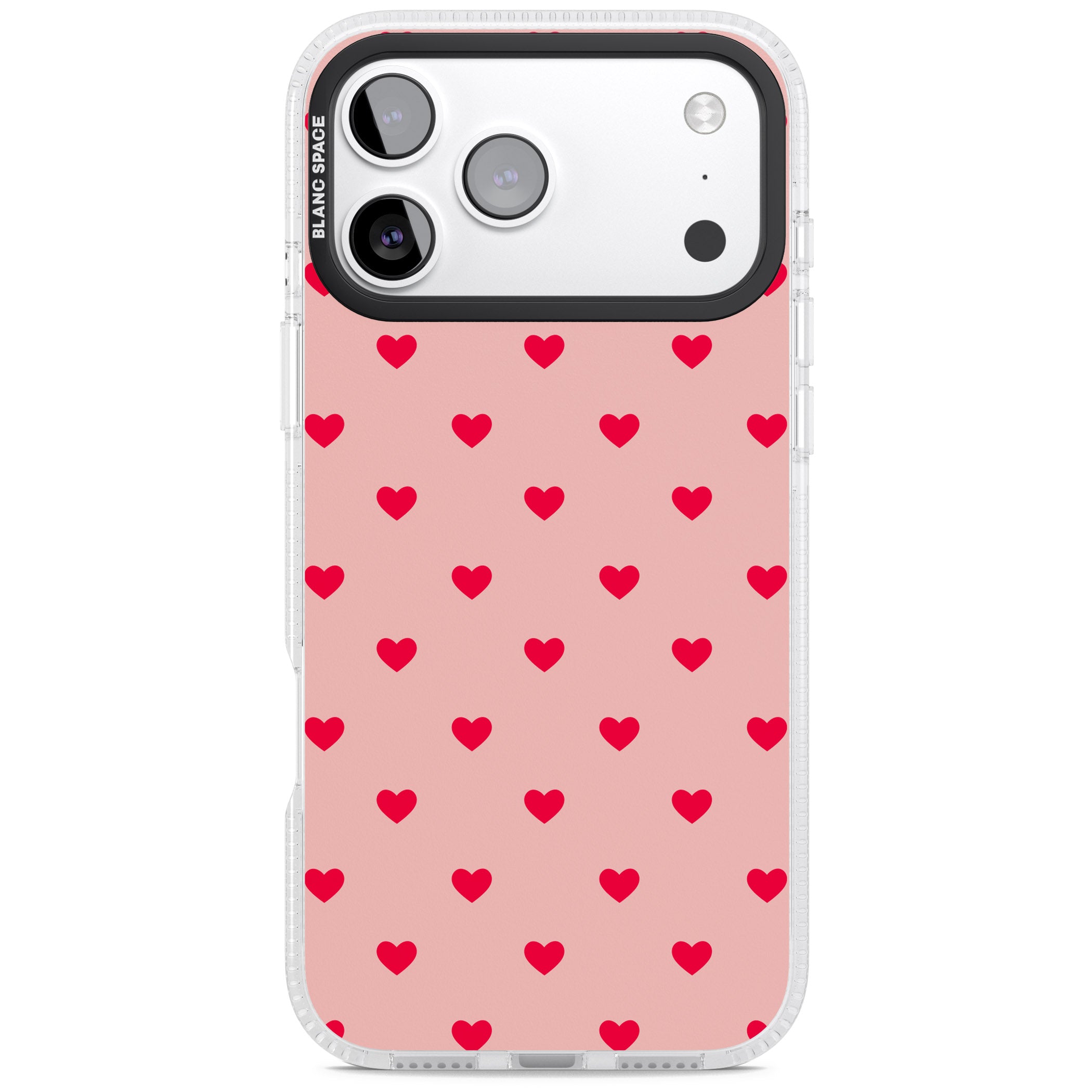 Small Heart Pattern: Red & Pink iPhone 17 Pro Impact Air Clear Phone Case