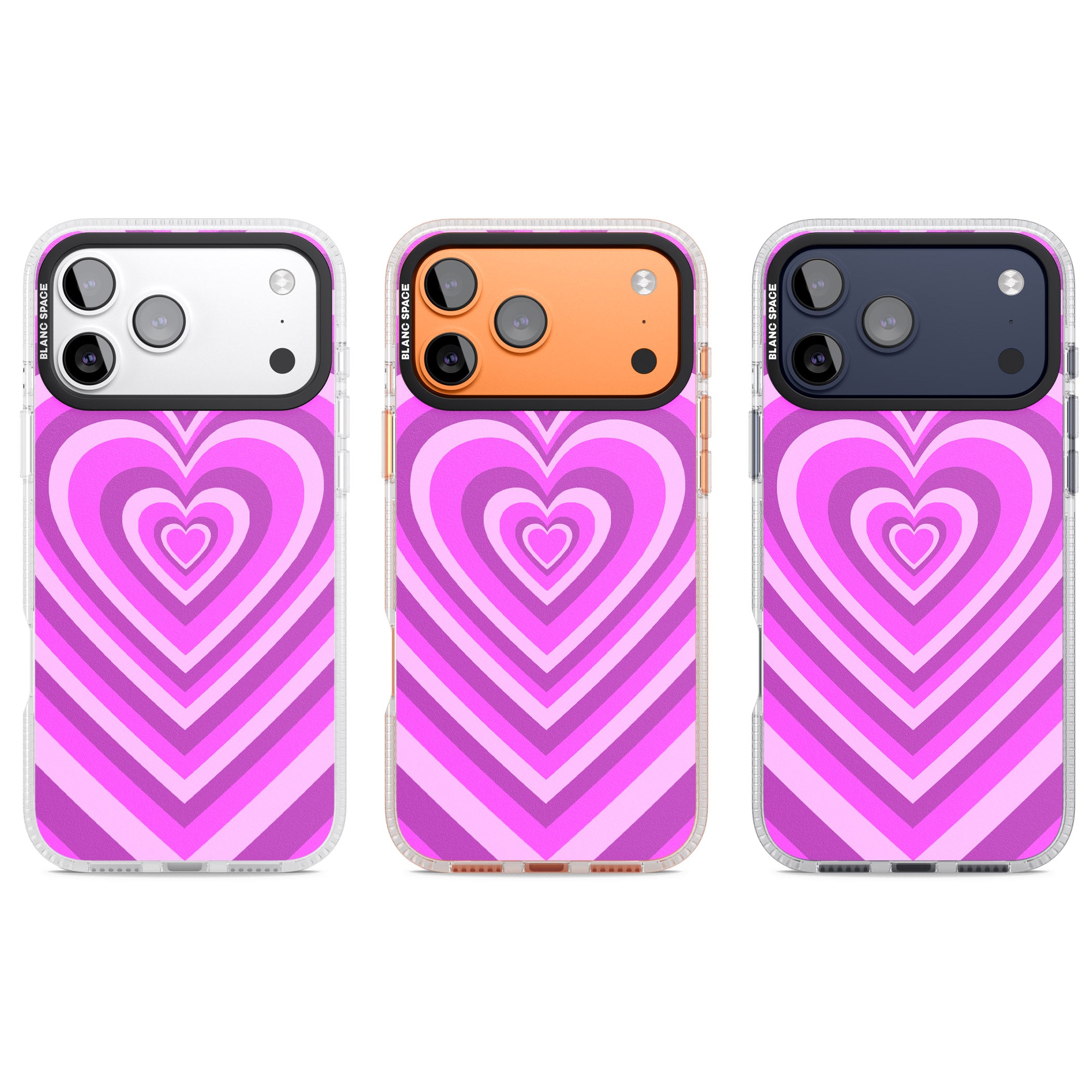 Pink Heart Illusion iPhone 17 Pro Impact Air Clear Phone Case APT Impact Protection