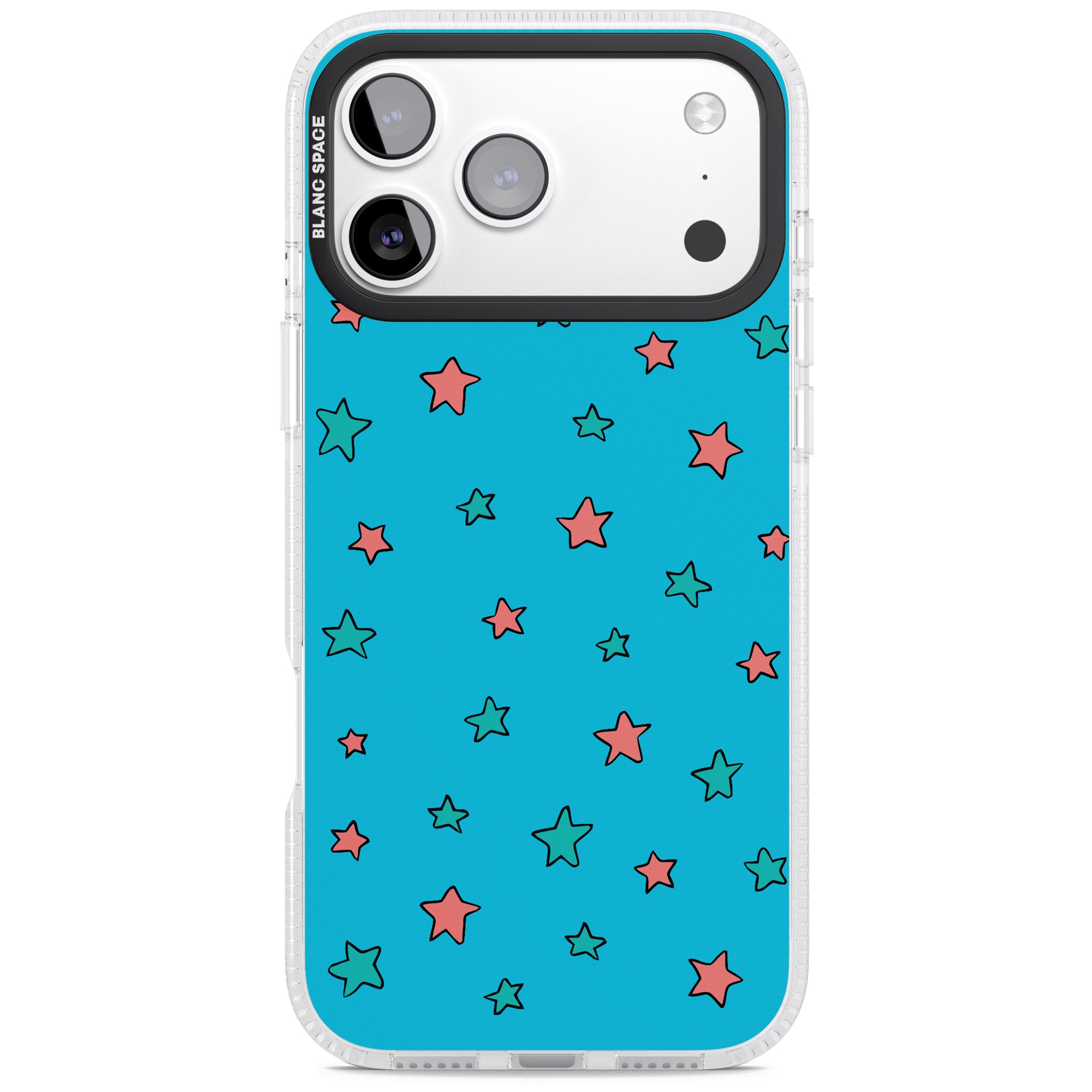 Blue Heartstopper Stars Pattern iPhone 17 Pro Impact Air Clear Phone Case