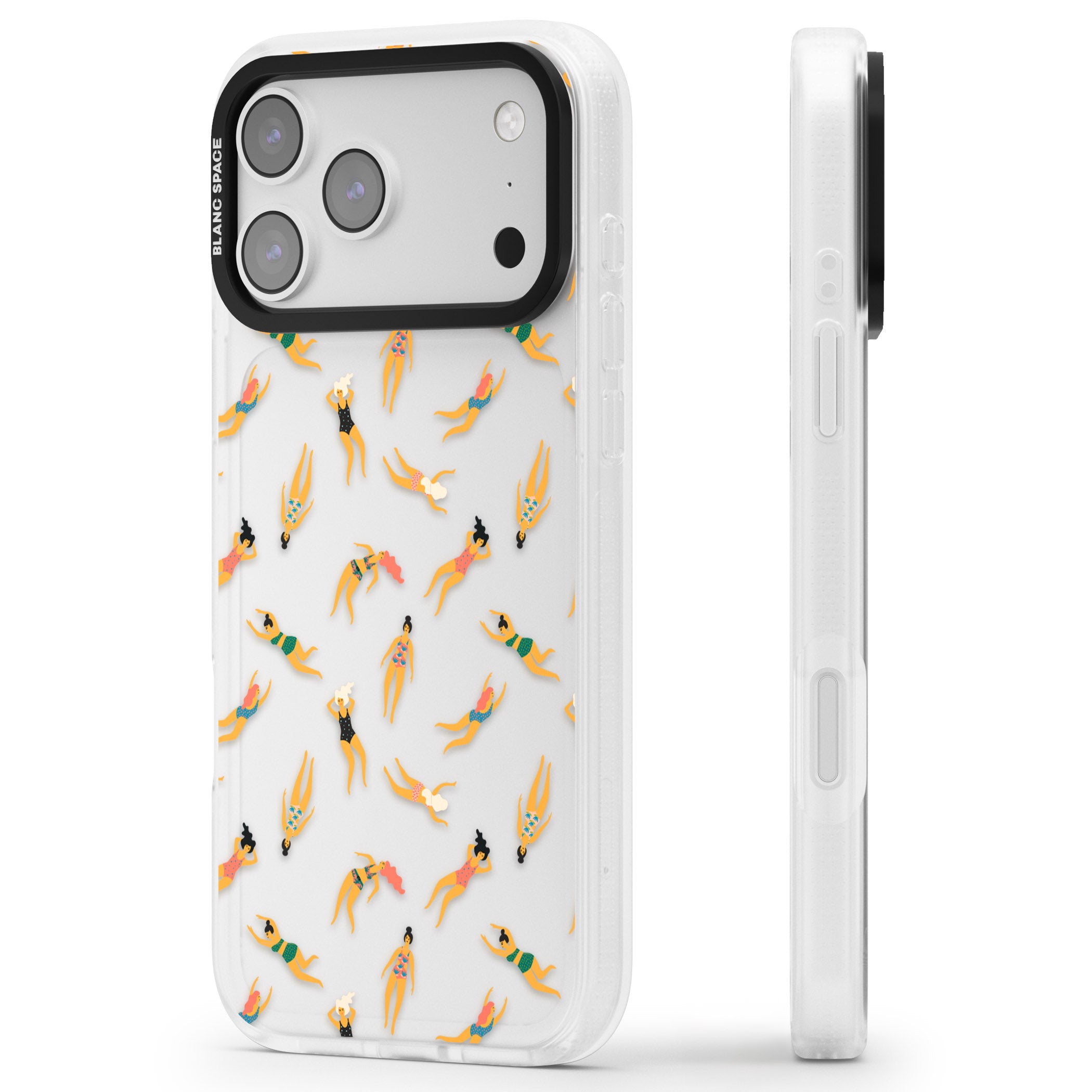 Poolside Pattern iPhone 17 Pro Impact Air Clear Phone Case Side Profile
