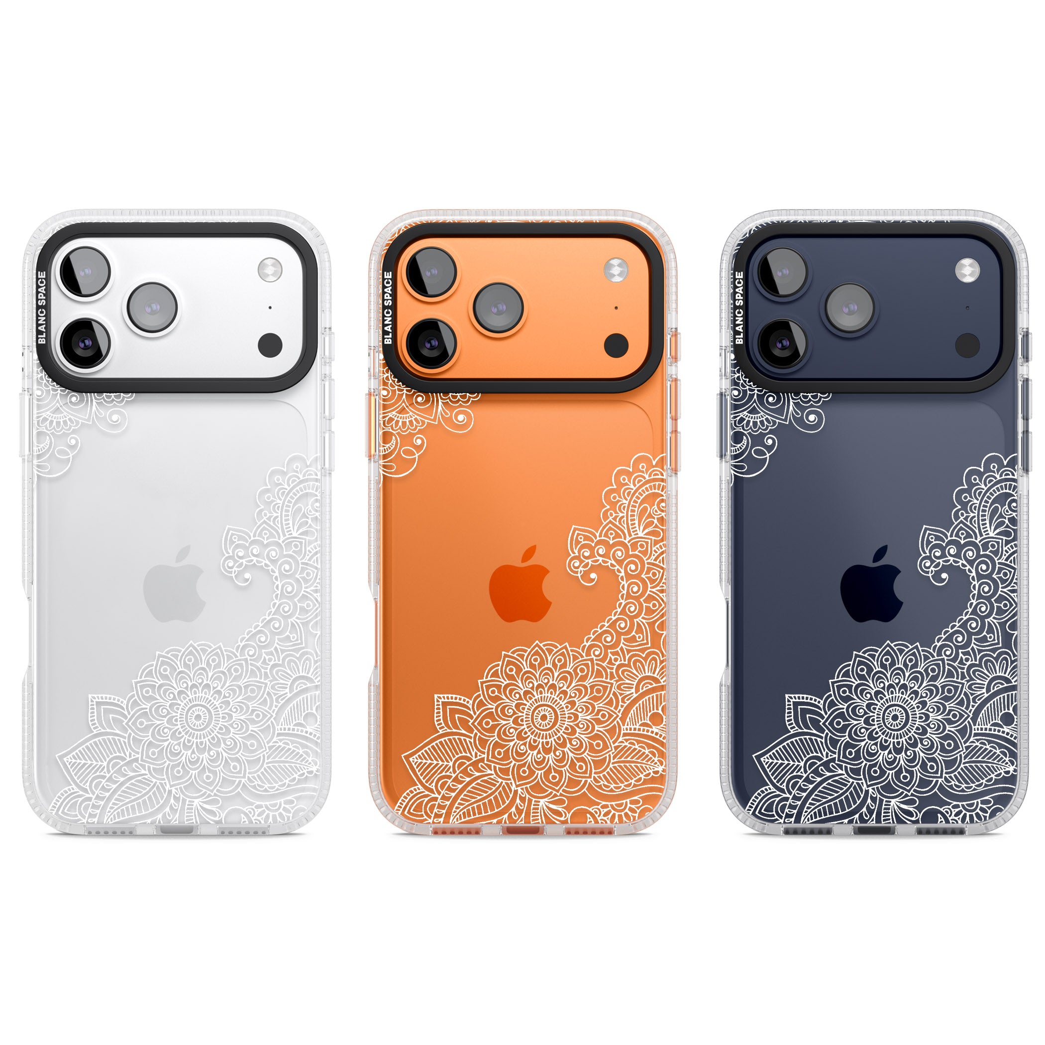 White Henna Botanicals iPhone 17 Pro Impact Air Clear Phone Case APT Impact Protection