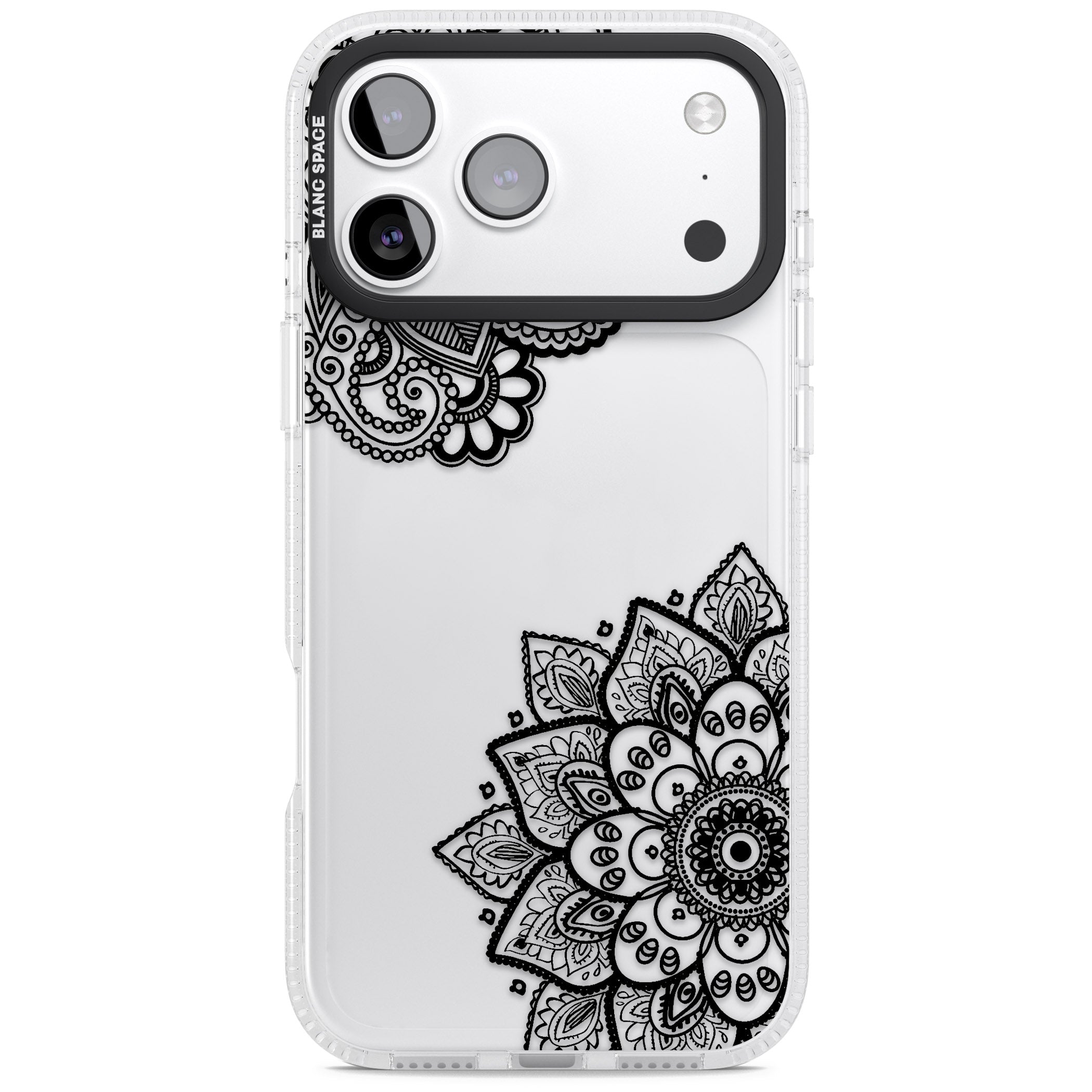 Black Henna Florals iPhone 17 Pro Impact Air Clear Phone Case