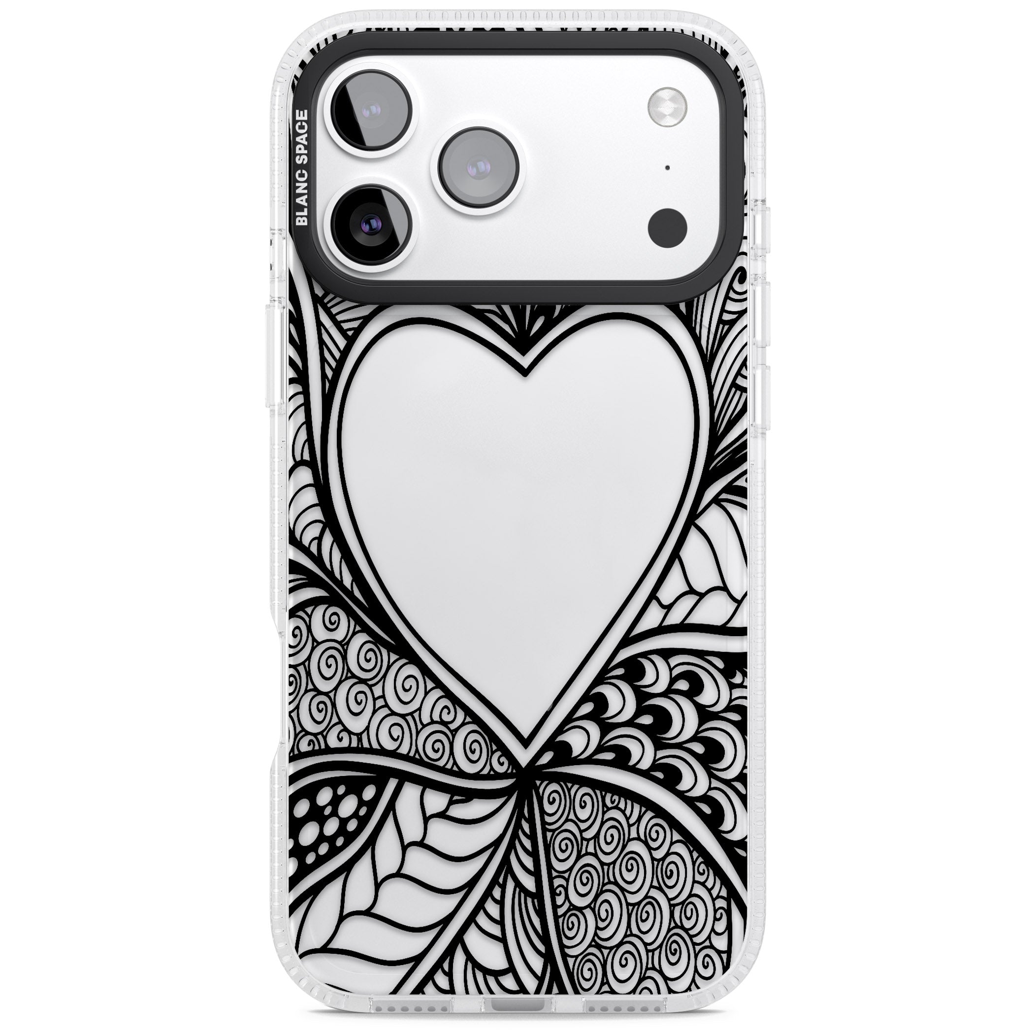 Black Henna Heart iPhone 17 Pro Impact Air Clear Phone Case