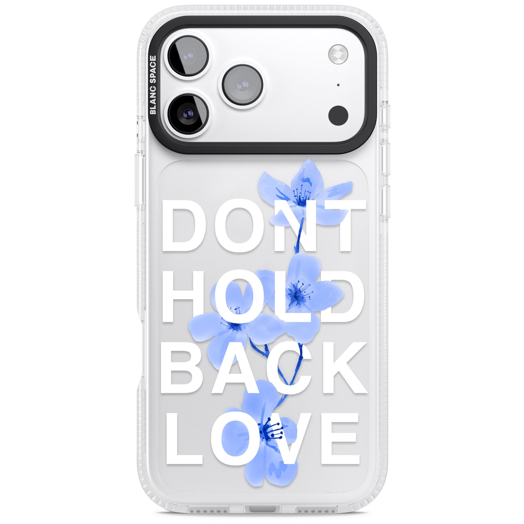 Don'T Hold Back Love Blue & White iPhone 17 Pro Impact Air Clear Phone Case