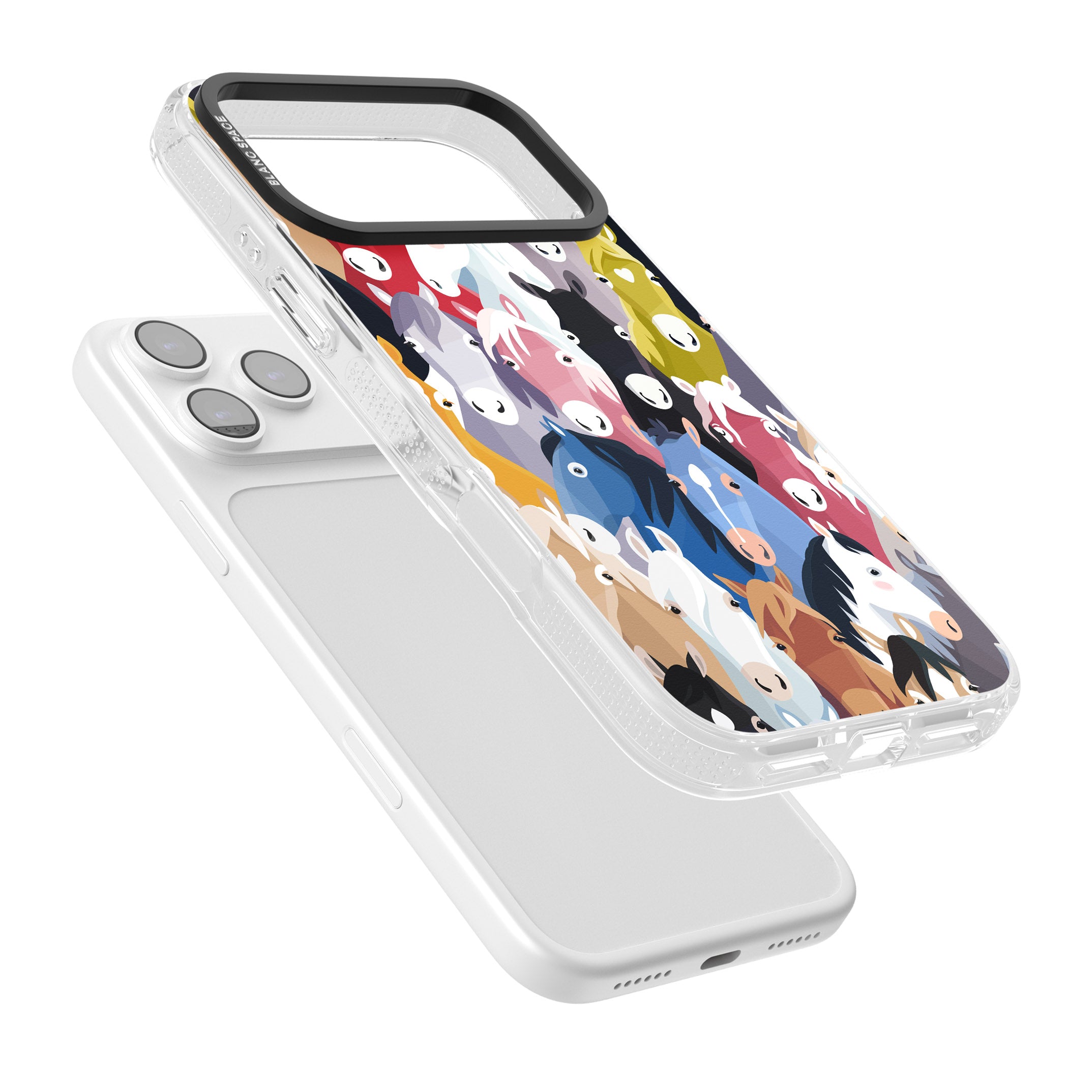 Colourful Horse Pattern iPhone 17 Pro Impact Air Clear Phone Case Colours