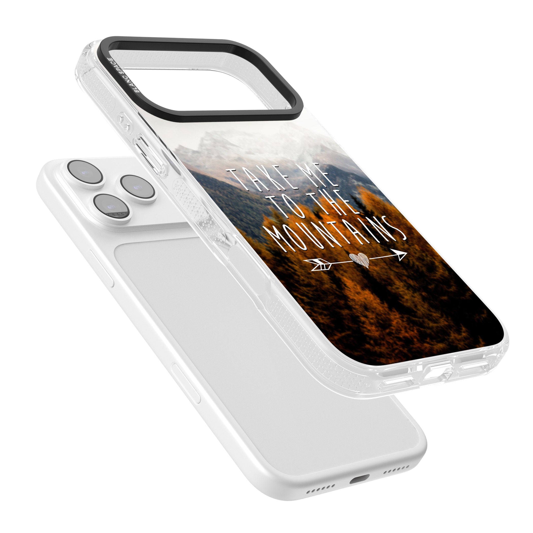 Take Me Mountains Quote iPhone 17 Pro Impact Air Clear Phone Case Colours