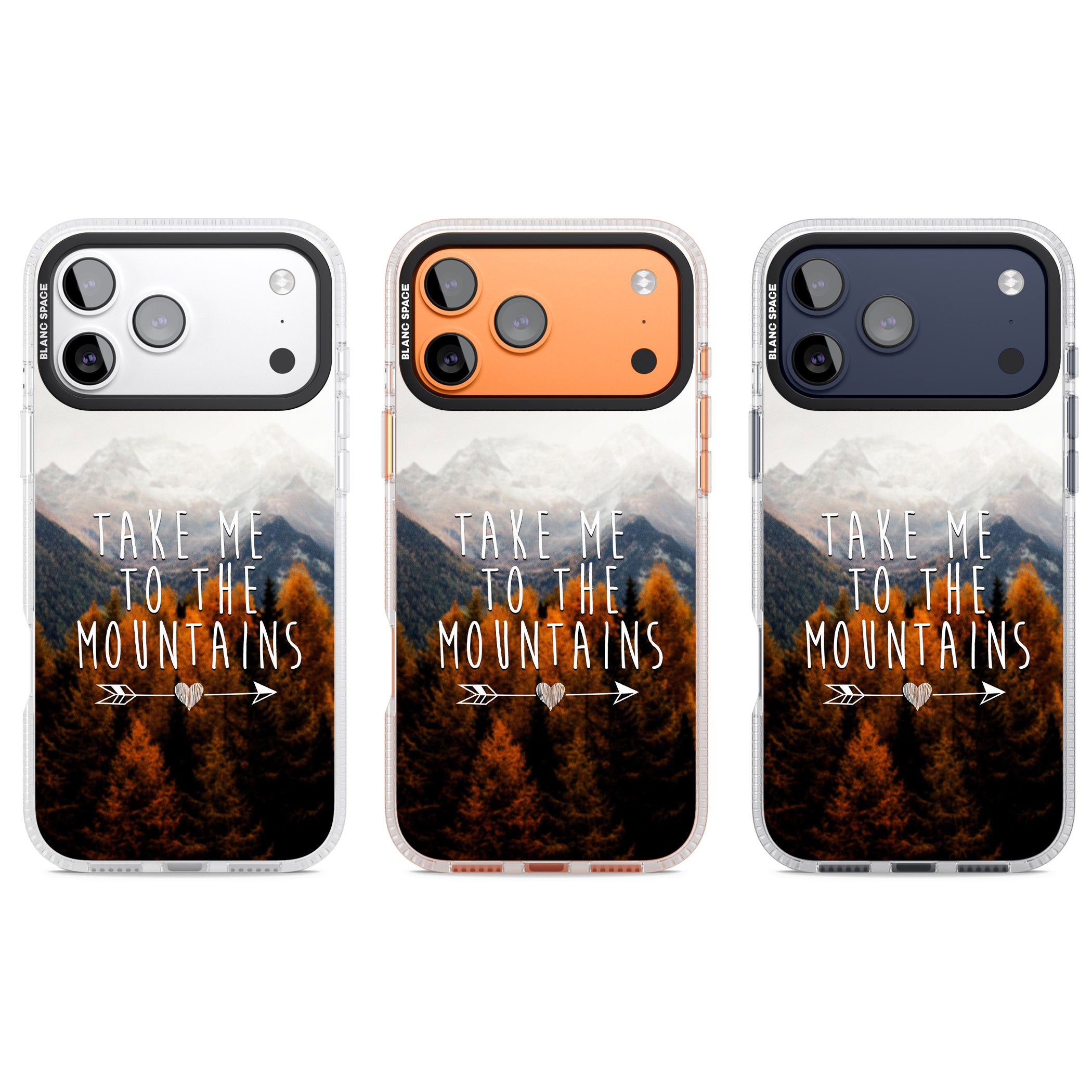 Take Me Mountains Quote iPhone 17 Pro Impact Air Clear Phone Case APT Impact Protection