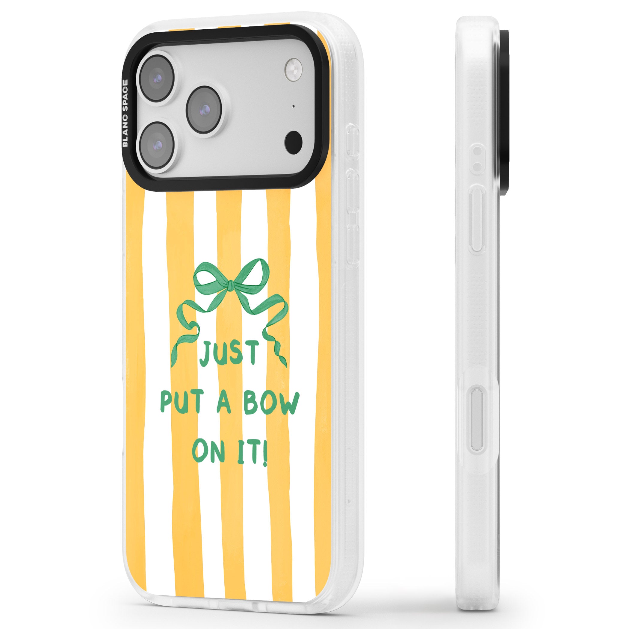 Just Put a Bow On It iPhone 17 Pro Impact Air Clear Phone Case Side Profile