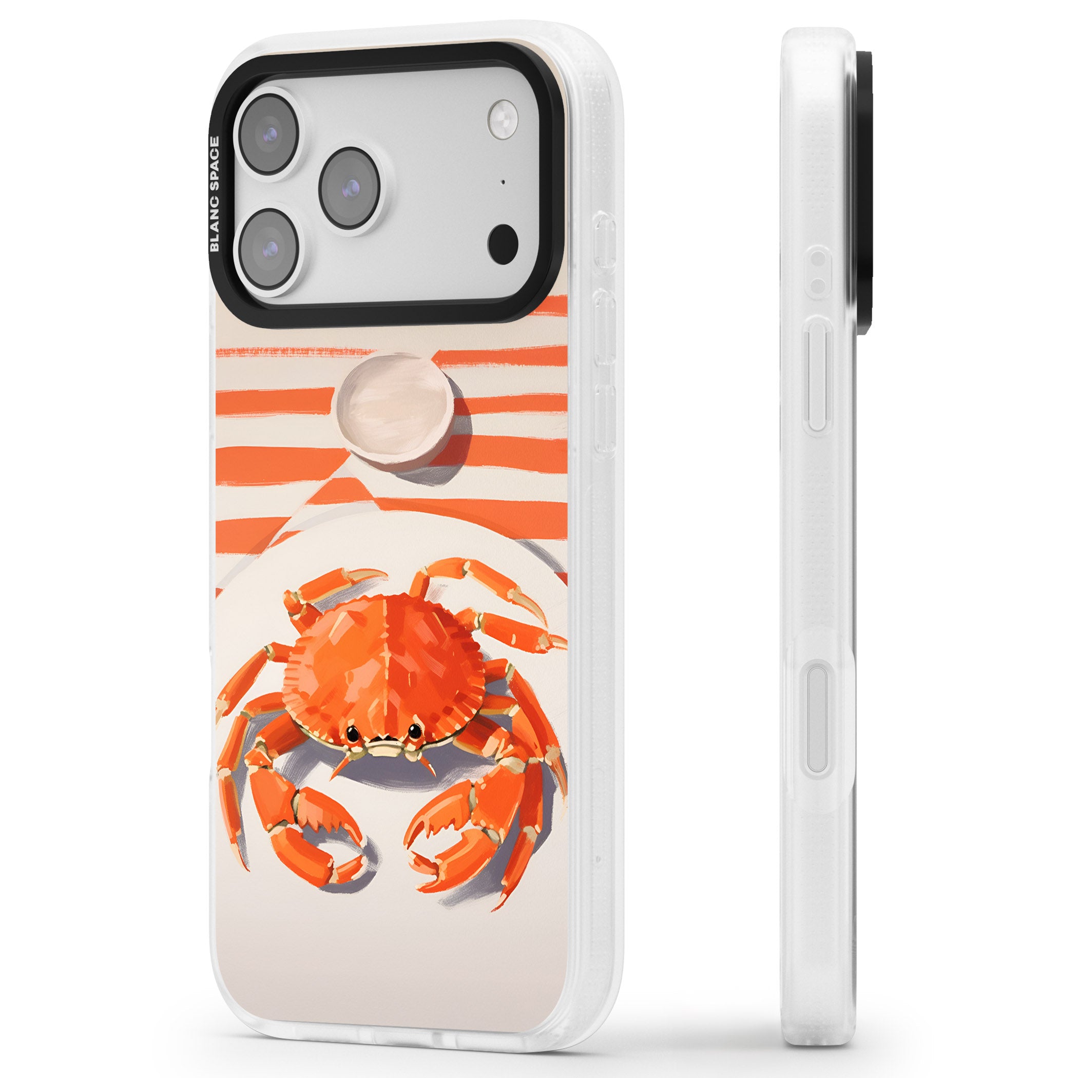 Beach Crab iPhone 17 Pro Impact Air Clear Phone Case Side Profile