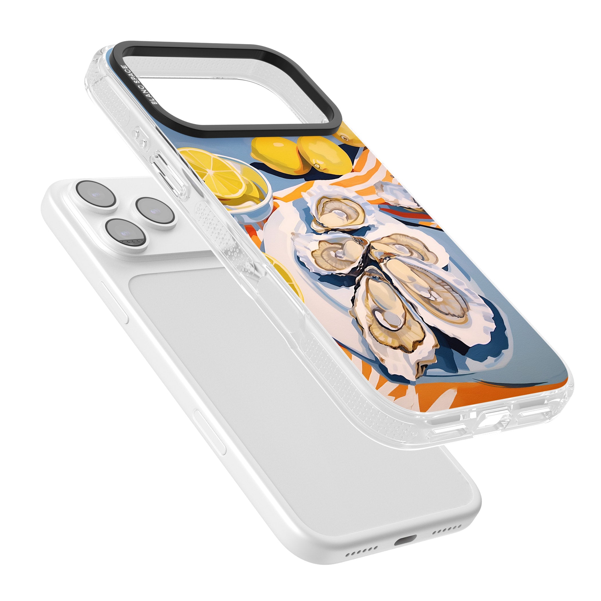 Fresh Oysters & Lemons iPhone 17 Pro Impact Air Clear Phone Case Colours
