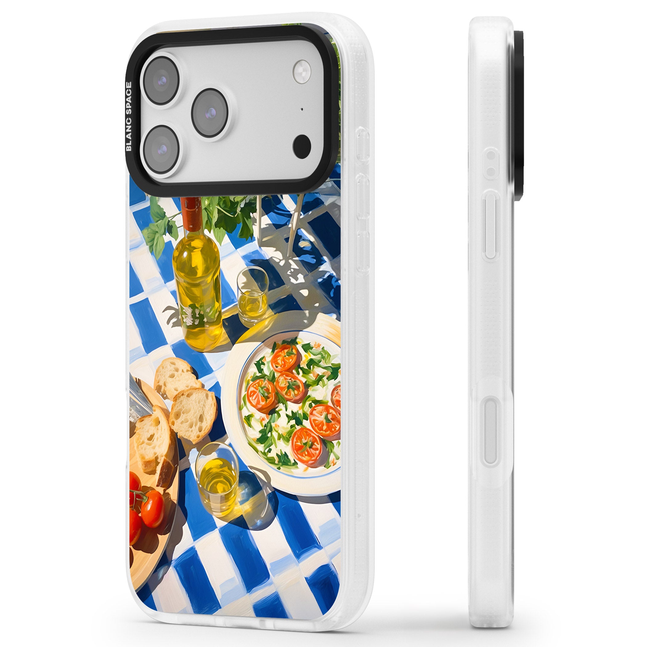 Caprese Salad iPhone 17 Pro Impact Air Clear Phone Case Side Profile