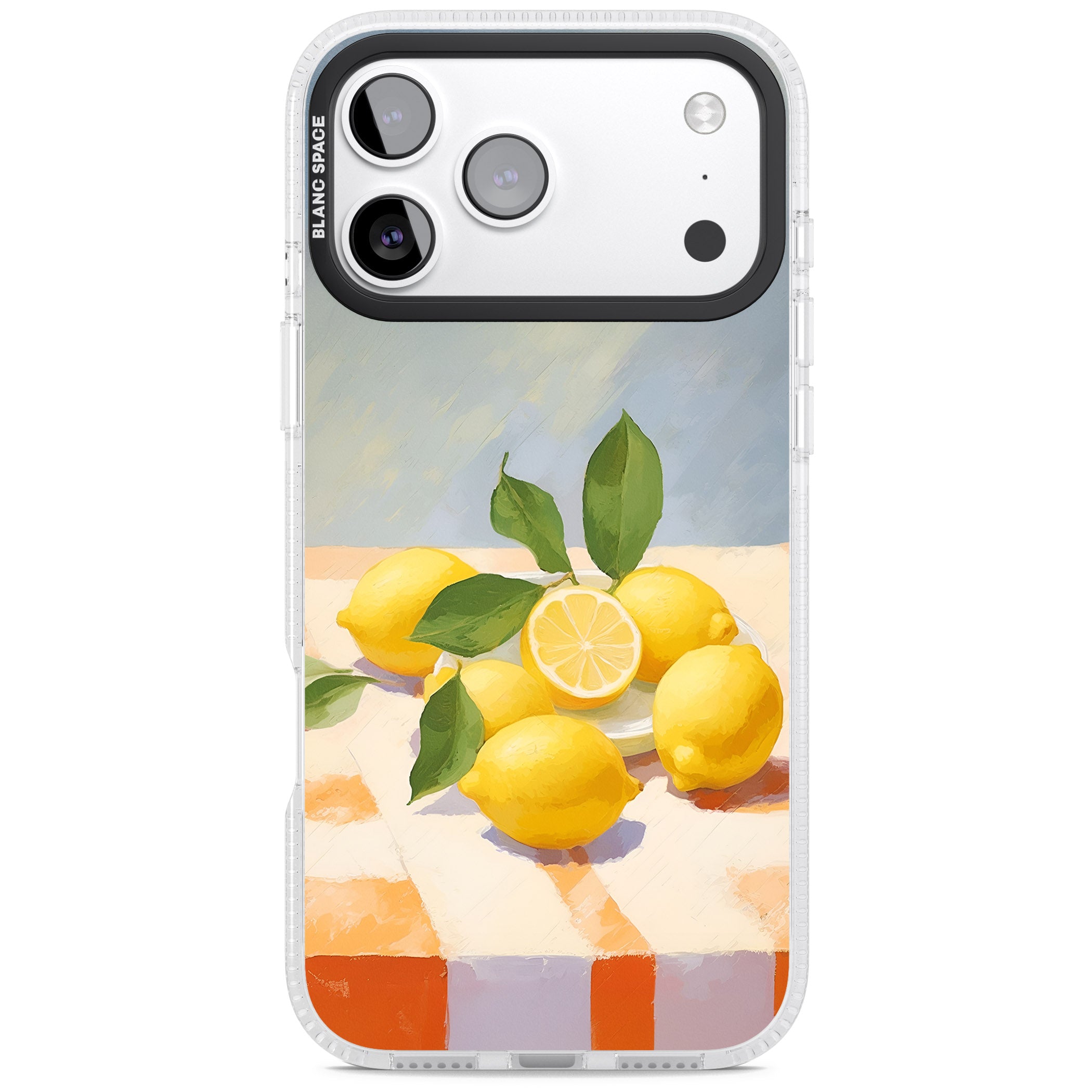 Lemons on Checkered Cloth iPhone 17 Pro Impact Air Clear Phone Case