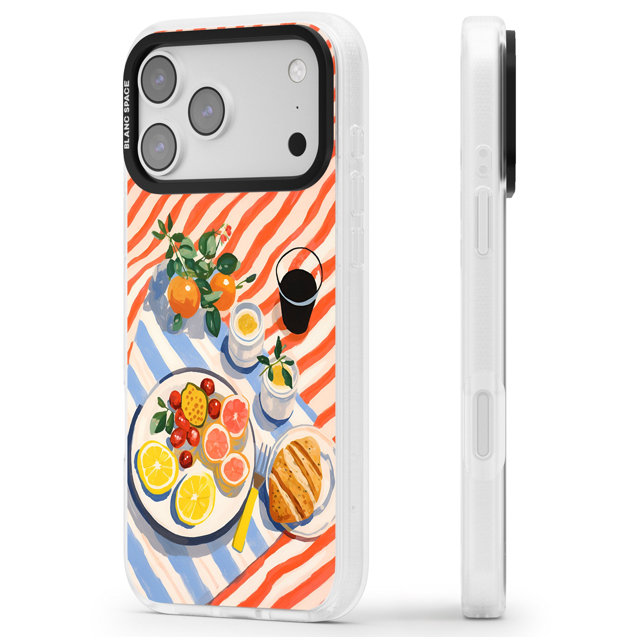 Citrus Picnic iPhone 17 Pro Impact Air Clear Phone Case Side Profile