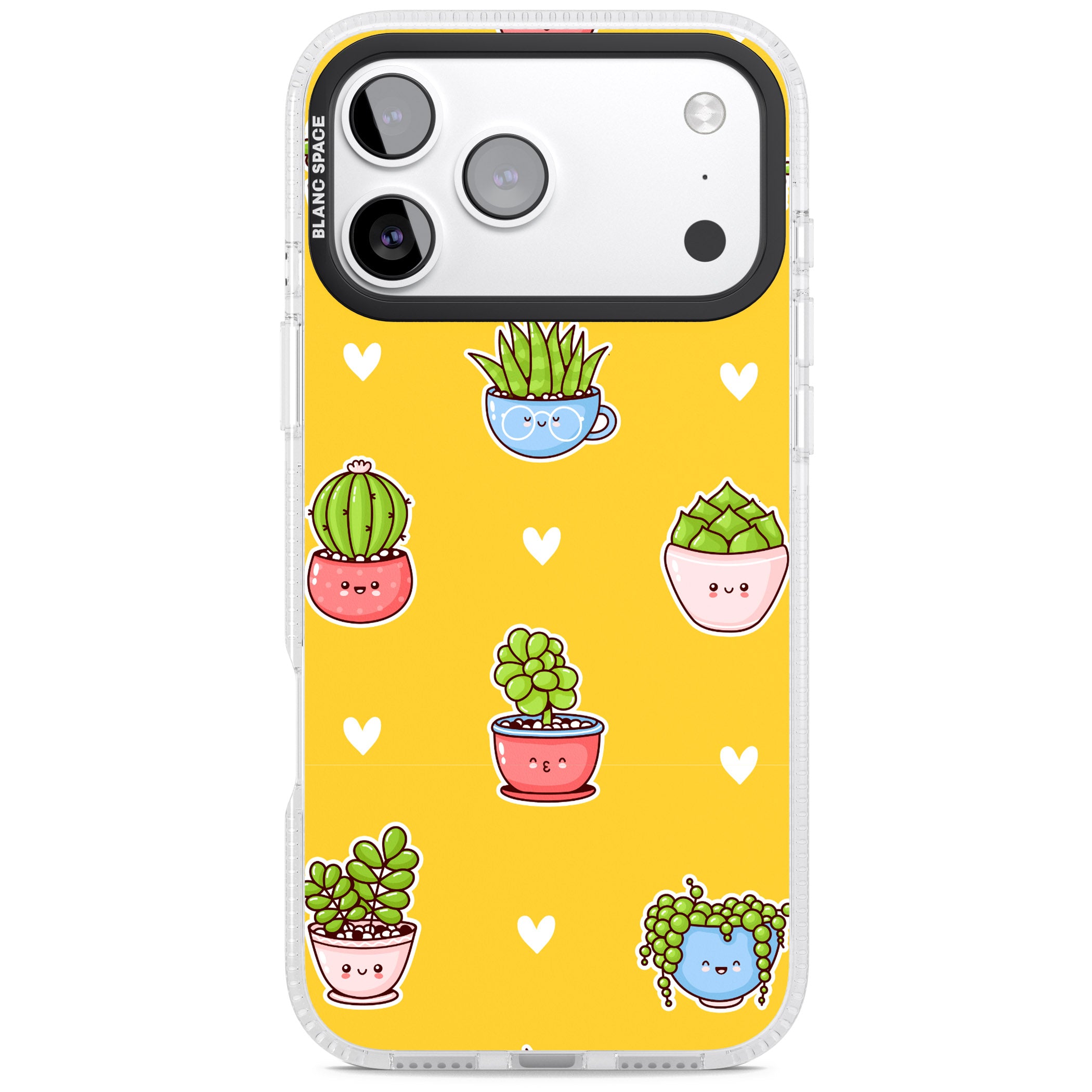 Plant Faces Kawaii Pattern iPhone 17 Pro Impact Air Clear Phone Case