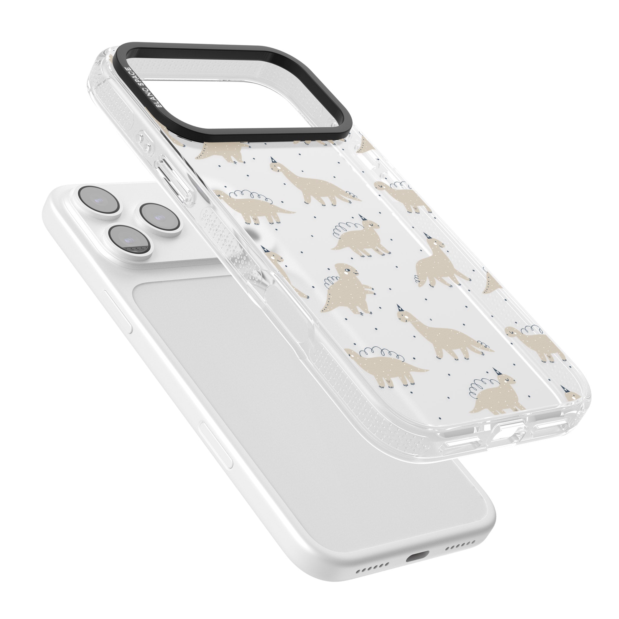 Adorable Dino Pattern iPhone 17 Pro Impact Air Clear Phone Case Colours