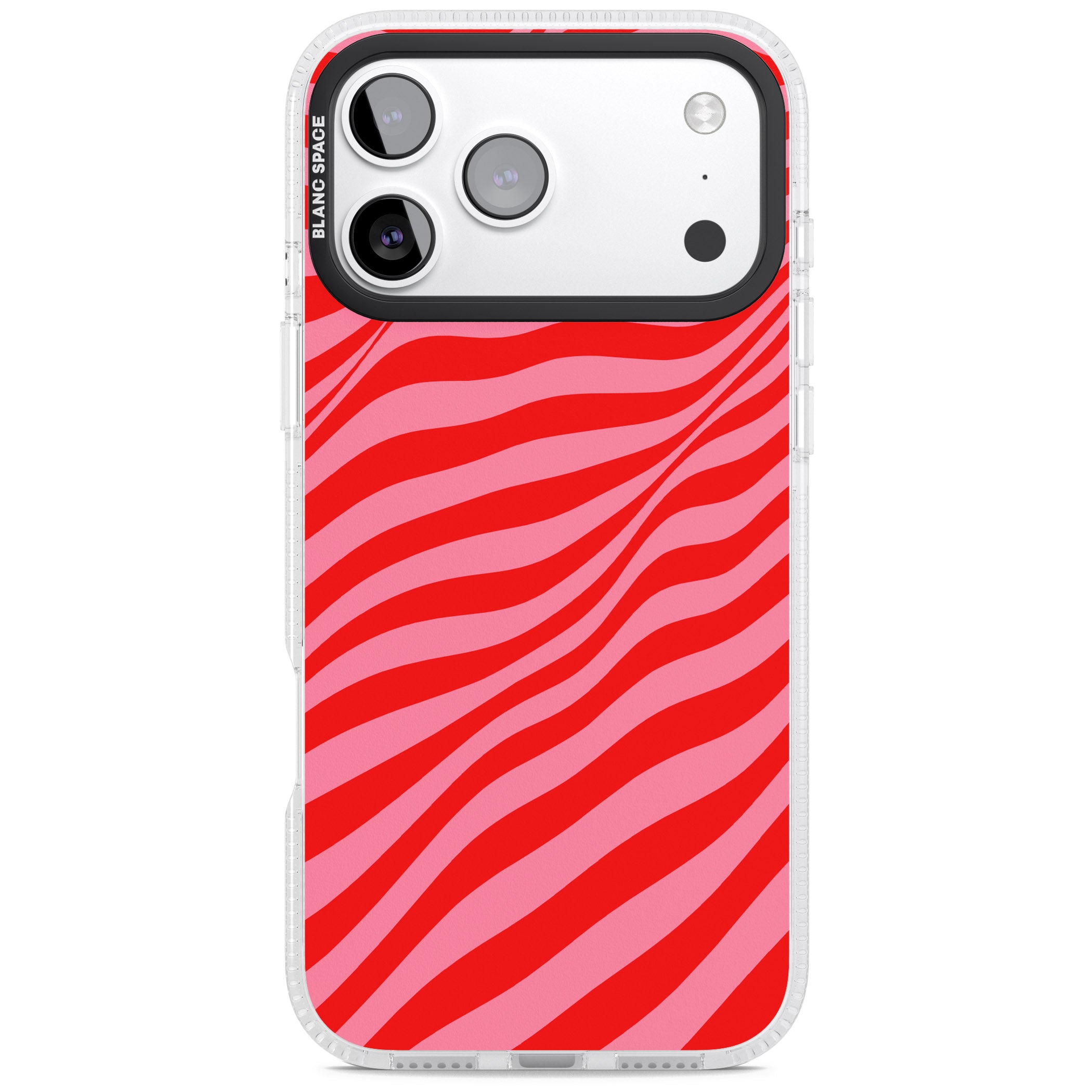 Pink & Red Distorted Line iPhone 17 Pro Impact Air Clear Phone Case