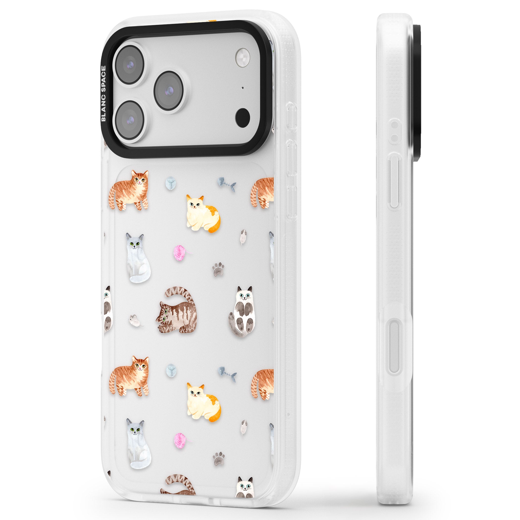 Playful Cats iPhone 17 Pro Impact Air Clear Phone Case Side Profile