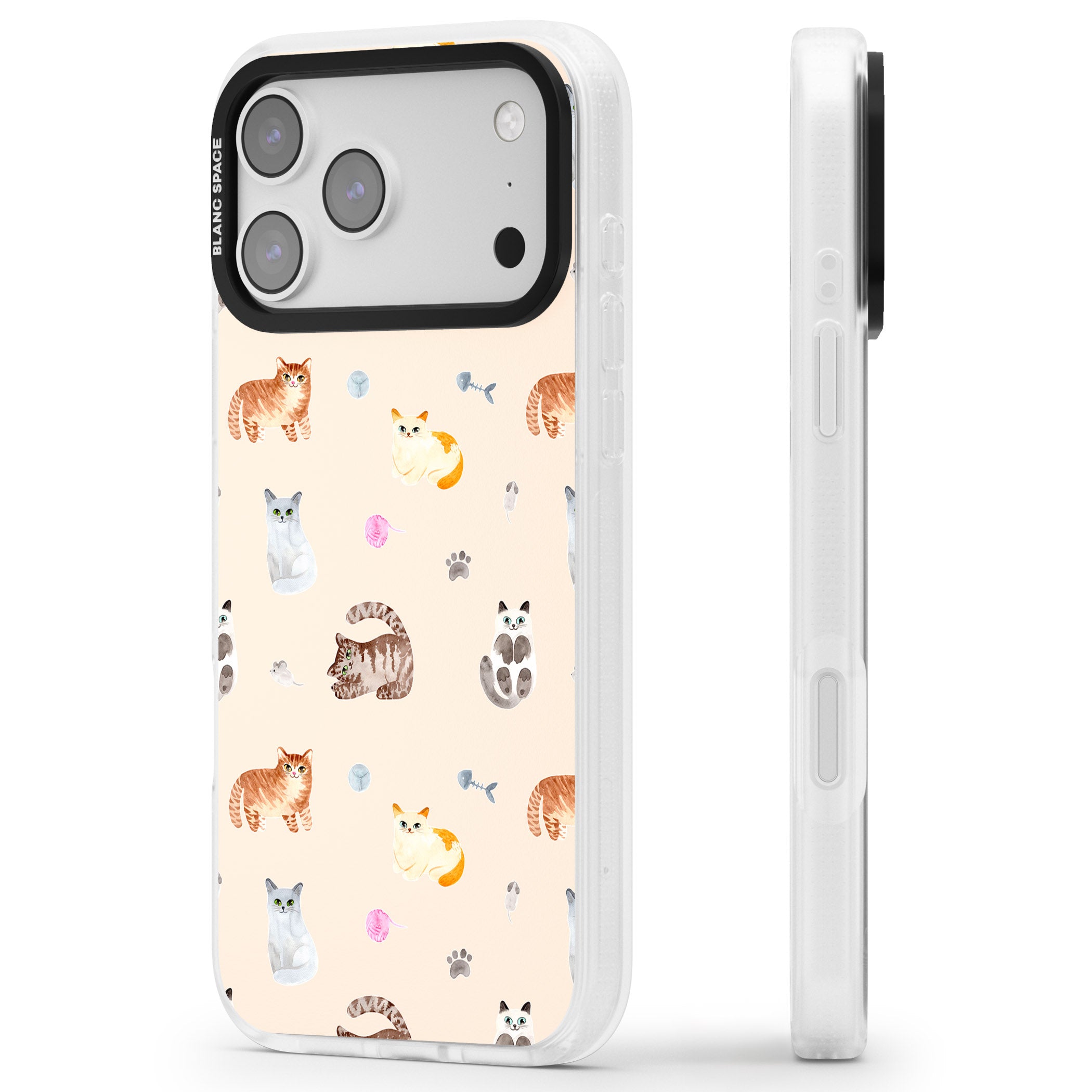 Cat Playground iPhone 17 Pro Impact Air Clear Phone Case Side Profile