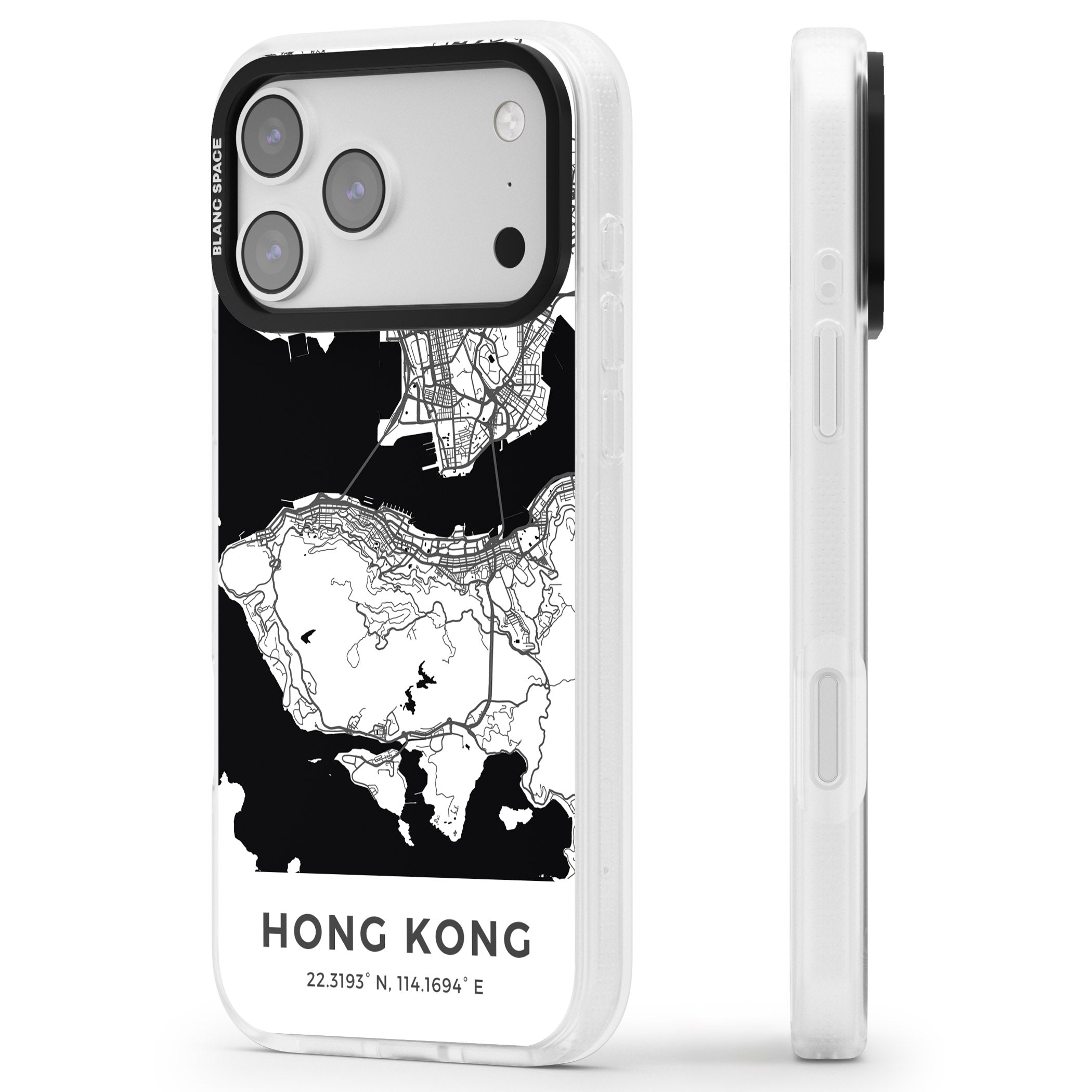 Hong Kong Map iPhone 17 Pro Impact Air Clear Phone Case Side Profile